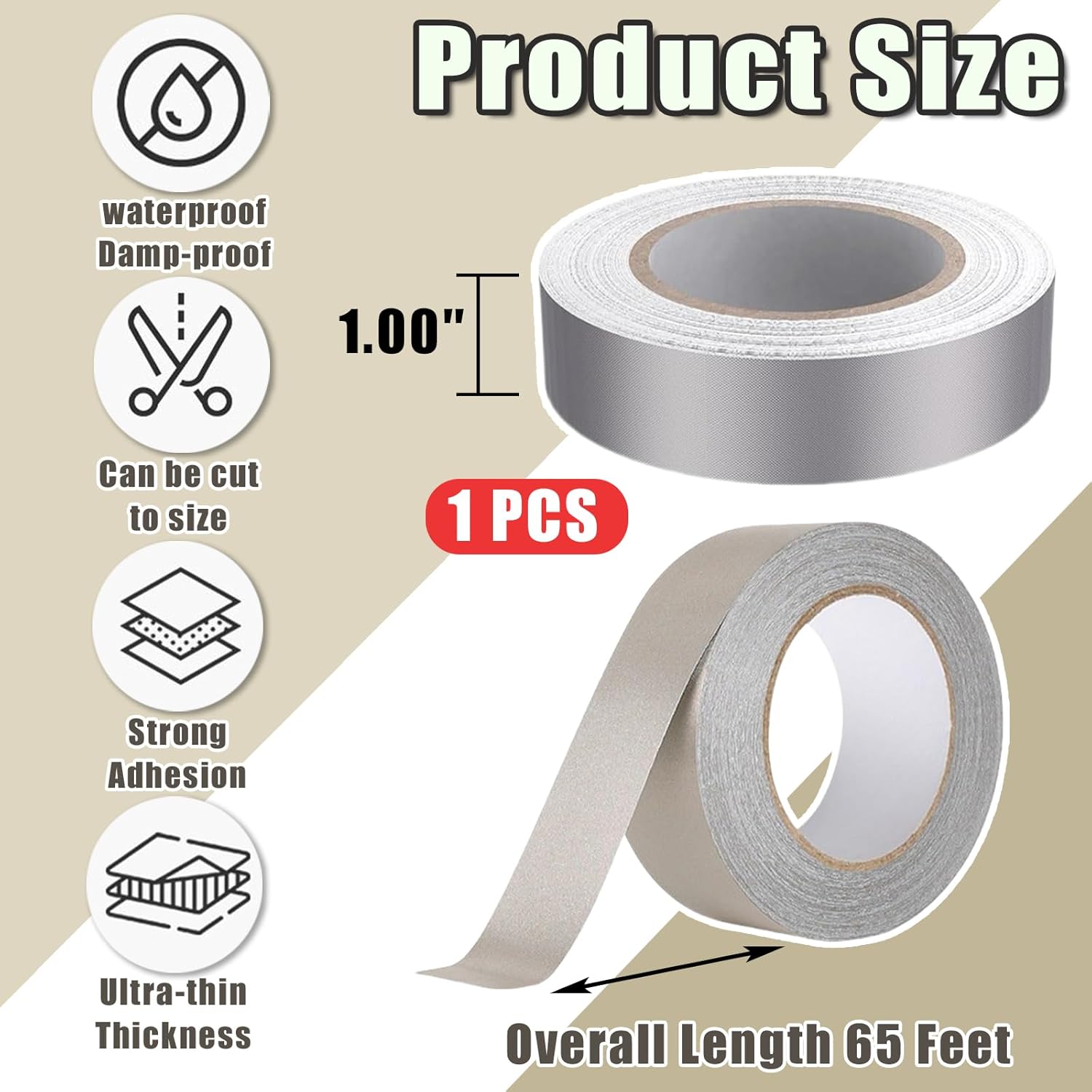 Faraday Cloth Conductive Adhesive High-Shielding Tape Waterproof Conductive Tape for Signal Screens for Electrical Connection EMI Shielding Display Repair Cable Interference Blocking (1 Inch x 65 Ft) - Image 2
