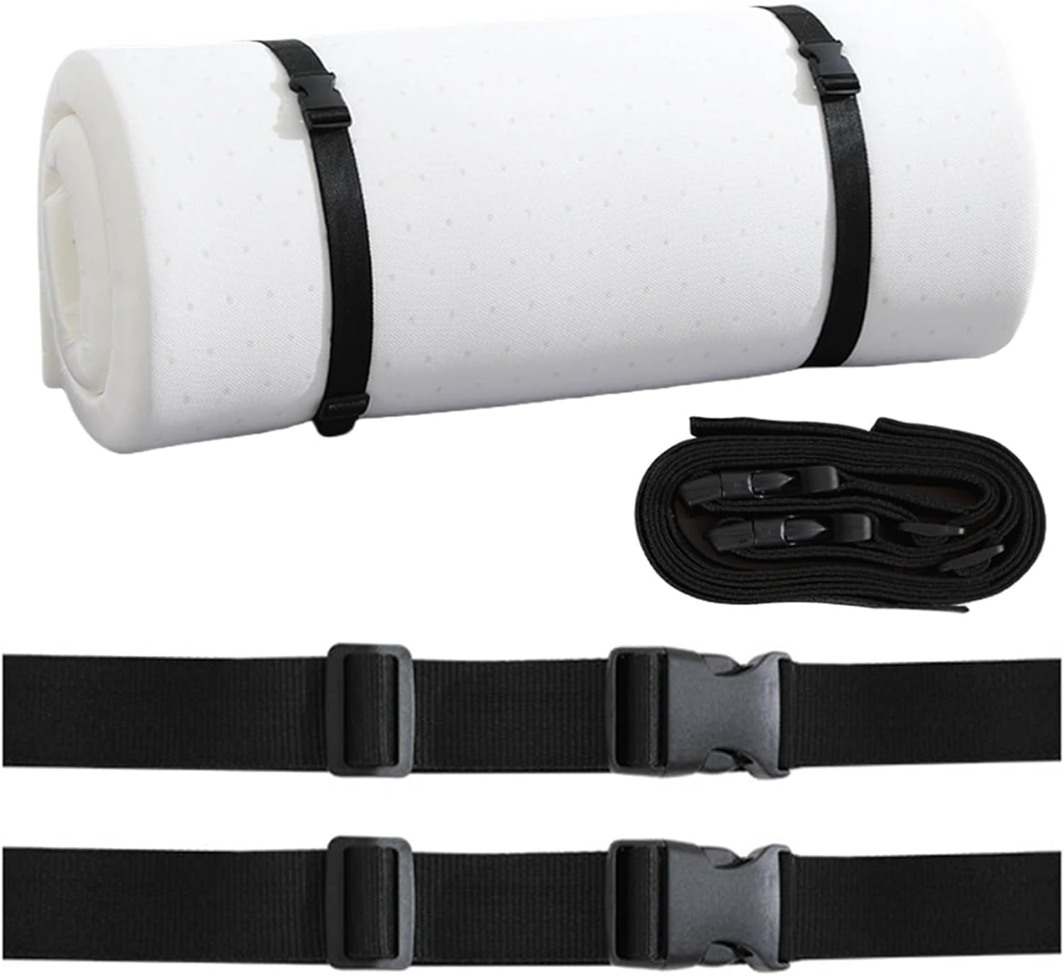 2 Pack Heavy Duty Adjustable Nylon Tie Down Straps with Quick-Release Buckles Yoga Mat Straps for Camping Gear Moving Luggage Mattress & Outdoor Equipment Multi-Purpose Securing Strap (Black-2Pcs) - Image 1
