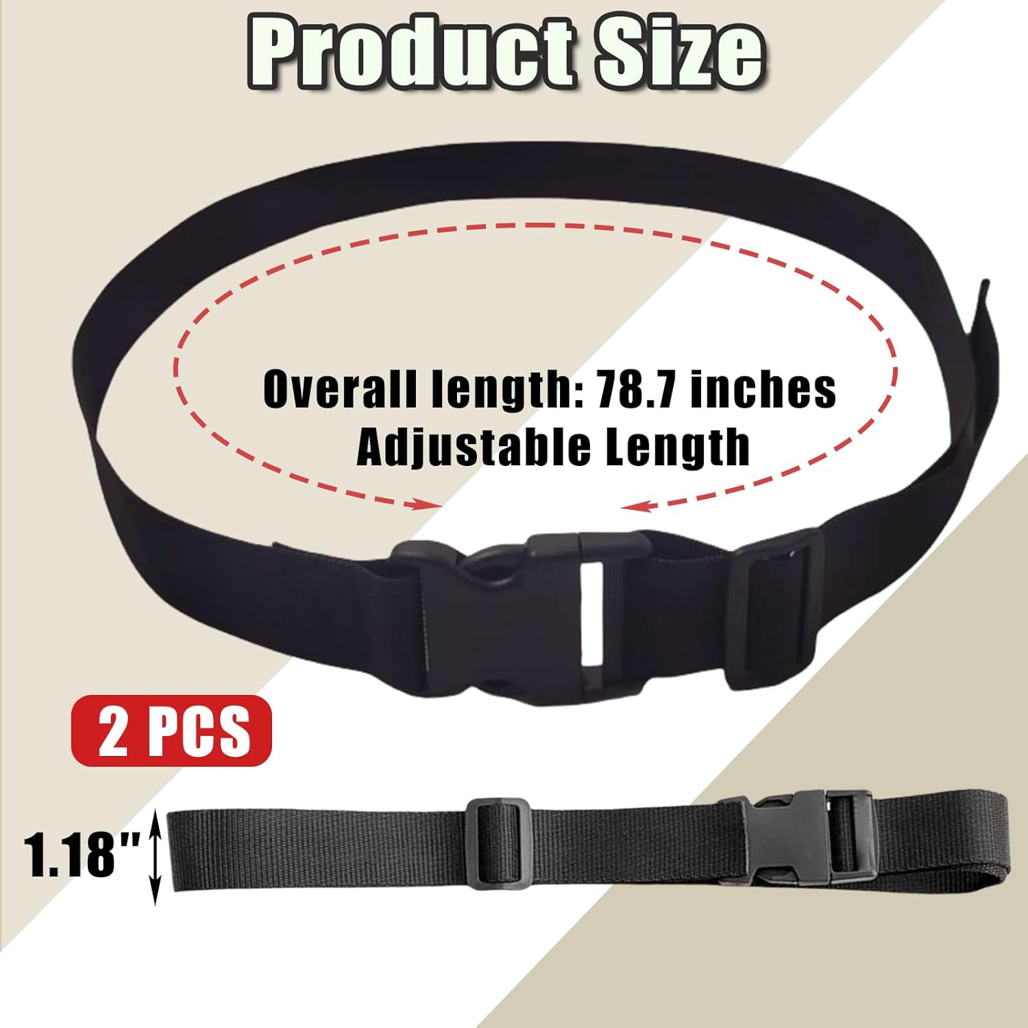 2 Pack Heavy Duty Adjustable Nylon Tie Down Straps with Quick-Release Buckles Yoga Mat Straps for Camping Gear Moving Luggage Mattress & Outdoor Equipment Multi-Purpose Securing Strap (Black-2Pcs) - Image 2