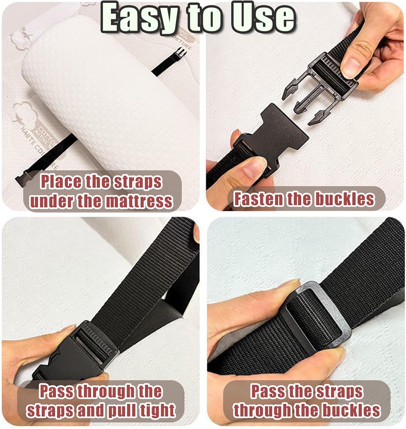 2 Pack Heavy Duty Adjustable Nylon Tie Down Straps with Quick-Release Buckles Yoga Mat Straps for Camping Gear Moving Luggage Mattress & Outdoor Equipment Multi-Purpose Securing Strap (Black-2Pcs) - Image 4