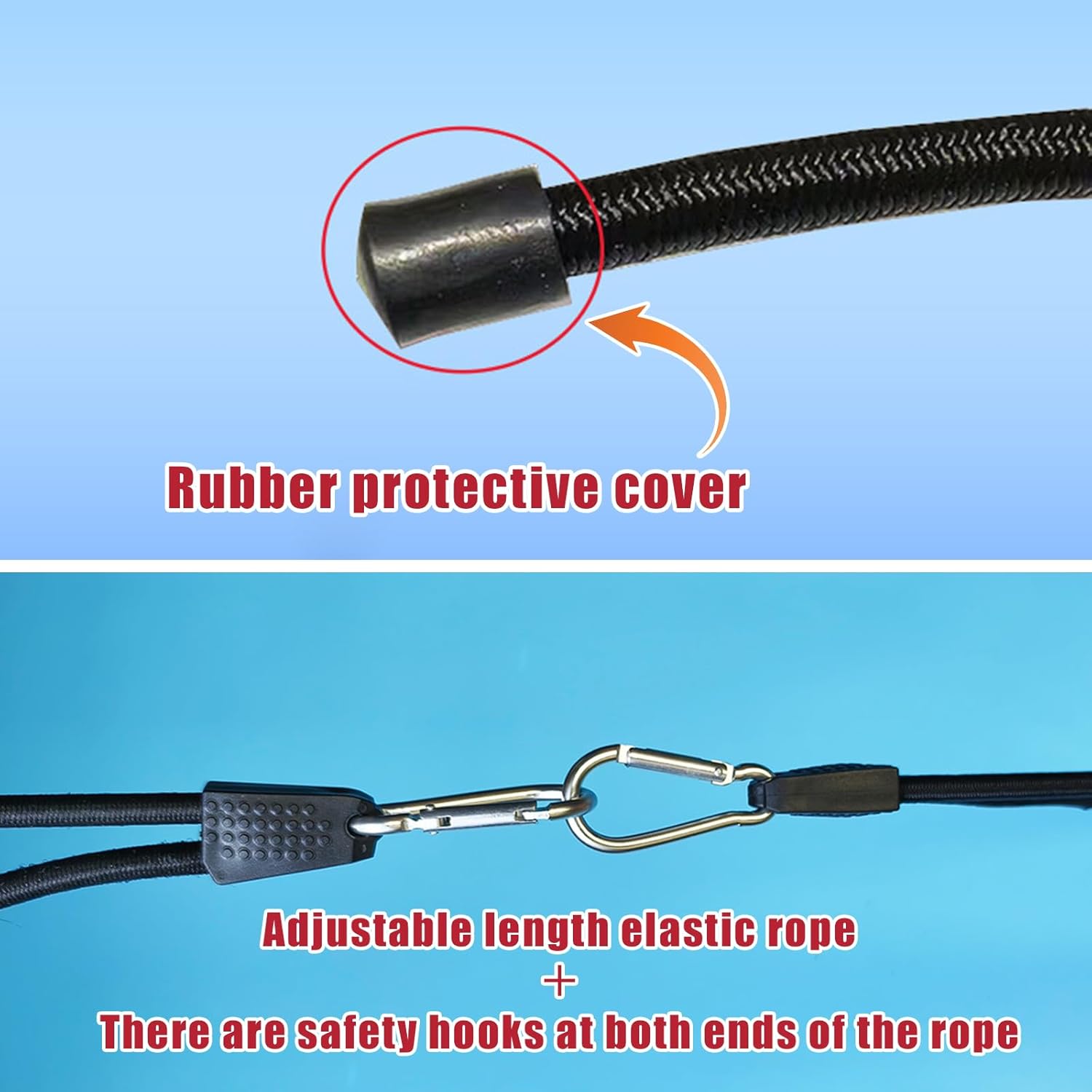 4 Pack 40 Inch Adjustable Carabiner Bungee Cords with Hooks Easy to Adjust from 35