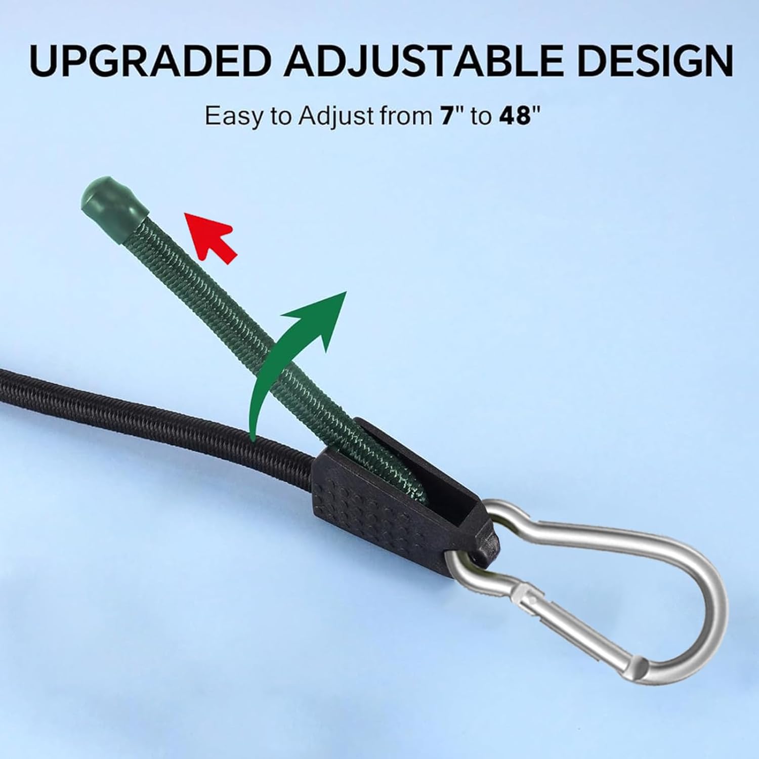 4 Pack 40 Inch Adjustable Carabiner Bungee Cords with Hooks Easy to Adjust from 35