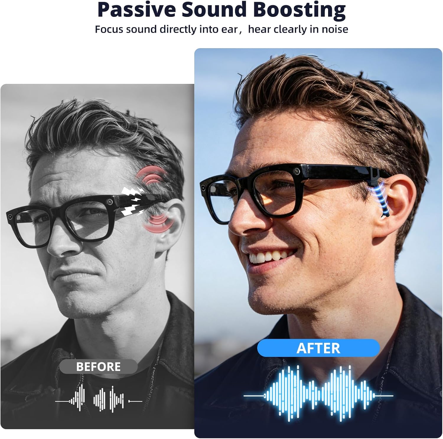 Volume Boost | Privacy Ear Tips for AI & AR Glasses (1 Pair), Silicone Passive Audio Amplifier Compatible for Ray-Ban Meta Wayfarer (& Gen2), Skyler, Headliner Sound Focusing Earbuds Accessories - Image 2