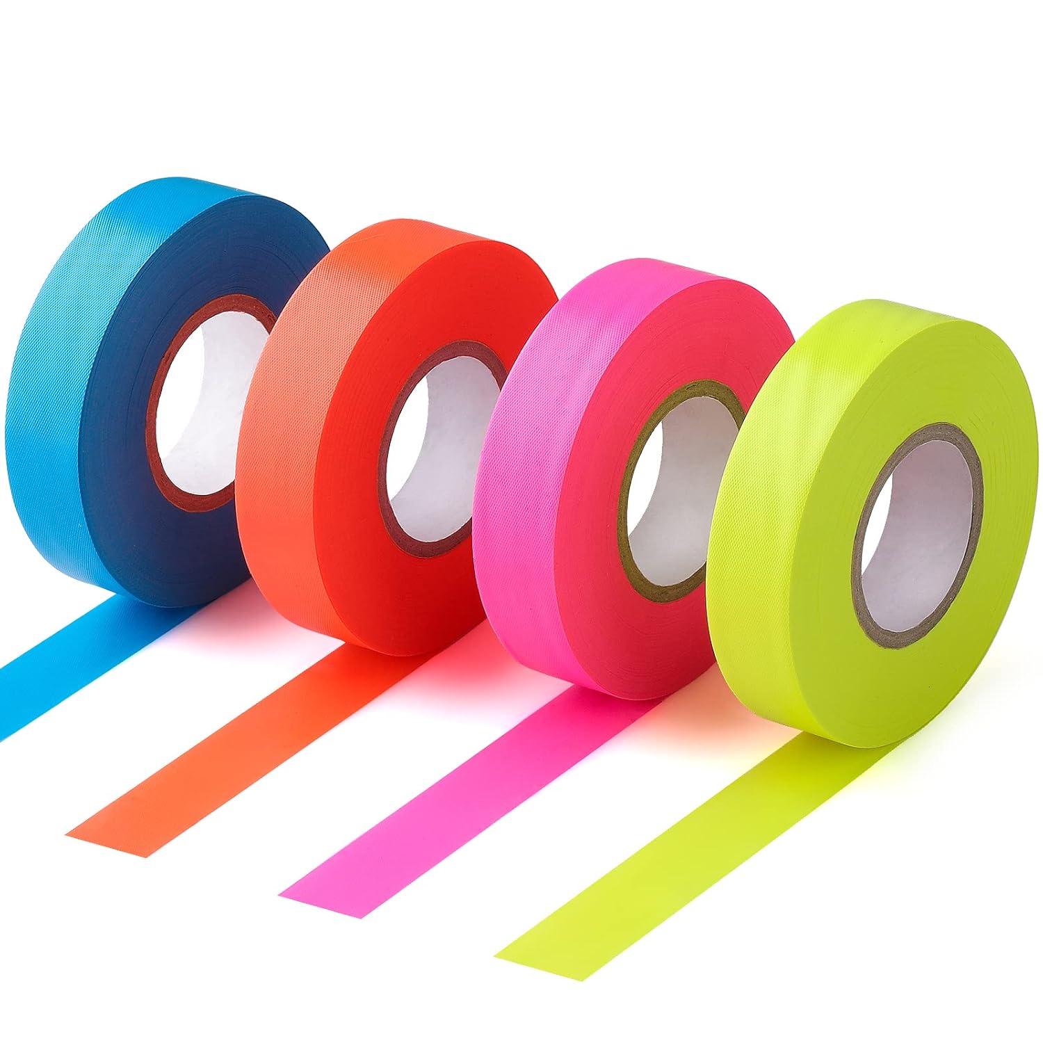 800FT Flourescent Flagging Tape, Non-Adhesive Plastic Ribbon Neon Marking Roll, for Tree Marking, Hunting Trail Tape, Boundaries and Hazardous Areas Marking, 4 Colors 0.78'' X 200' - Image 1