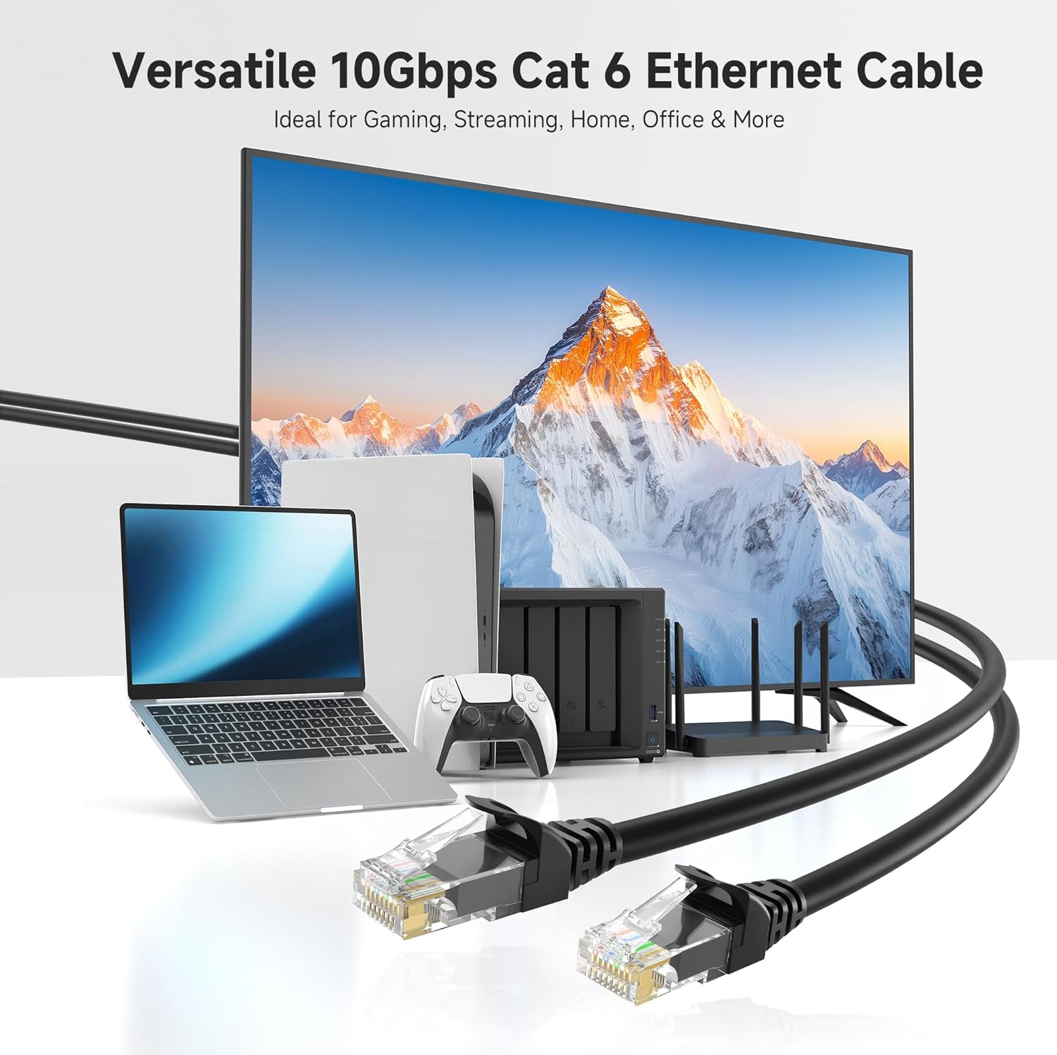 10Gbps Snagless Cat 6 Ethernet Cable - 25ft, Cat 6 Cable, Cat6 Cord, Ethernet Cord, Black - Image 2
