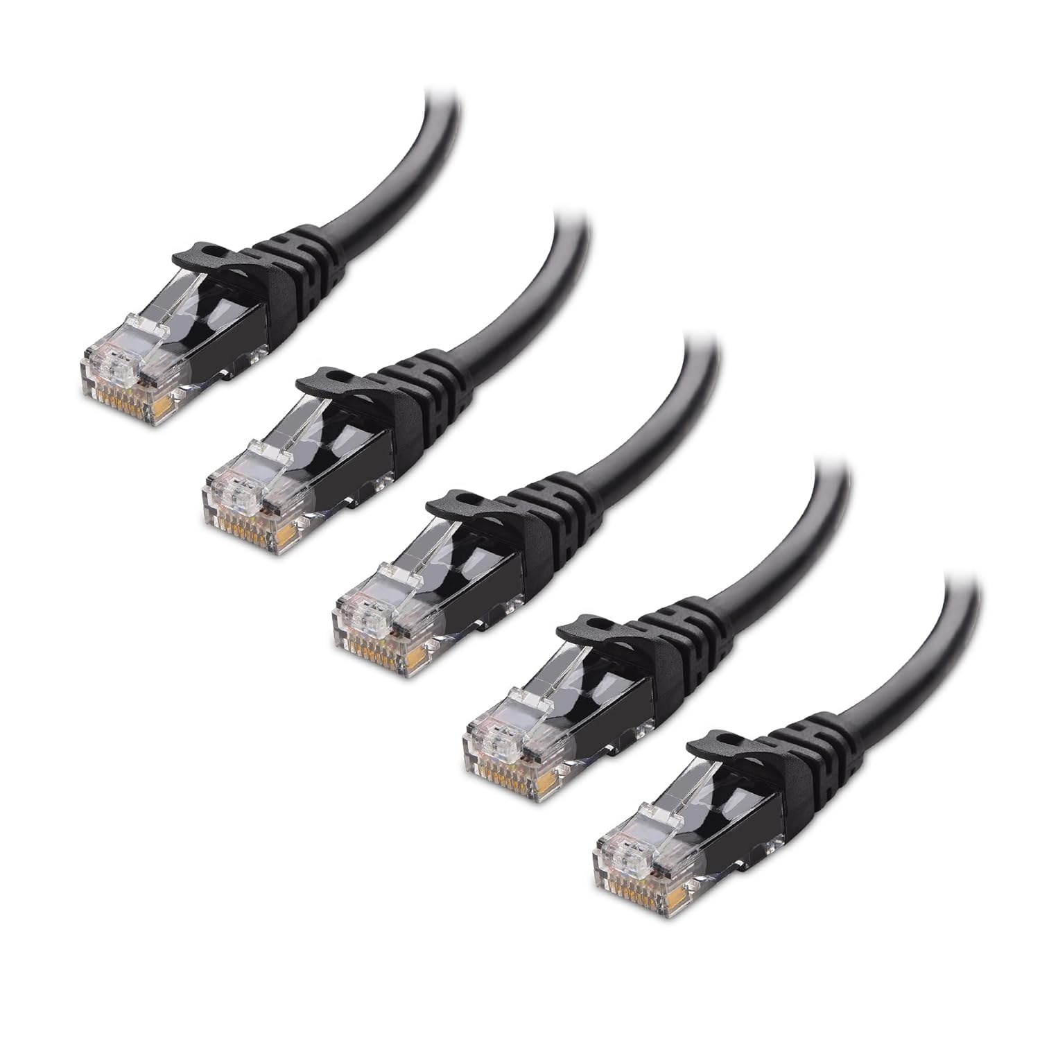 10Gbps 5-Pack Snagless Short Cat 6 Ethernet Cable - 3ft, Cat 6 Cable, Cat6 Cord, Ethernet Cord, Black - Image 1