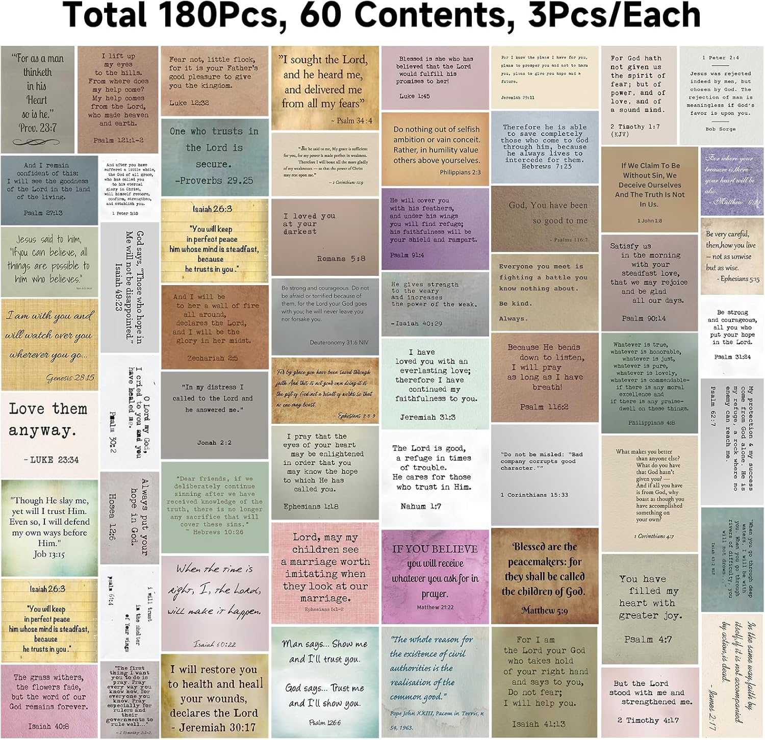 180Pcs Bible Verse Stickers - Vintage Inspirational Christian Stickers Bible Journaling Sticker Self Adhesive Religious Scripture Sticker Jesus Faith Label for Study Supply Planner(3Pcs/Each) - Image 3
