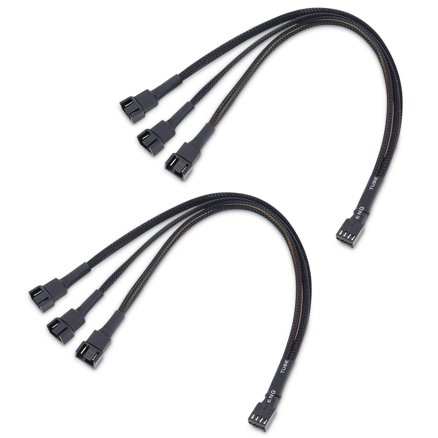 2-Pack 3 Way 4 Pin PWM Fan Splitter Cable - 12 Inches / 30cm, 1x PWM-Controlled with 2 Follower, PC Fan Splitter 1 to 3 Converter - Image 1