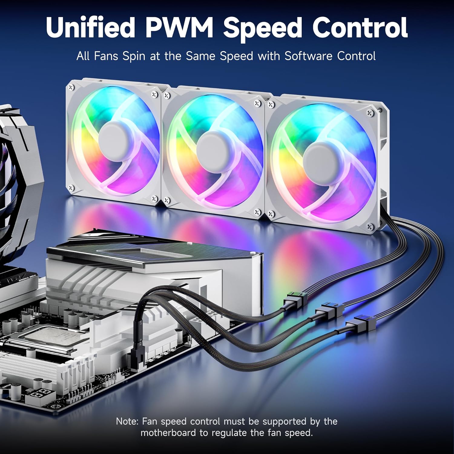 2-Pack 3 Way 4 Pin PWM Fan Splitter Cable - 12 Inches / 30cm, 1x PWM-Controlled with 2 Follower, PC Fan Splitter 1 to 3 Converter - Image 4