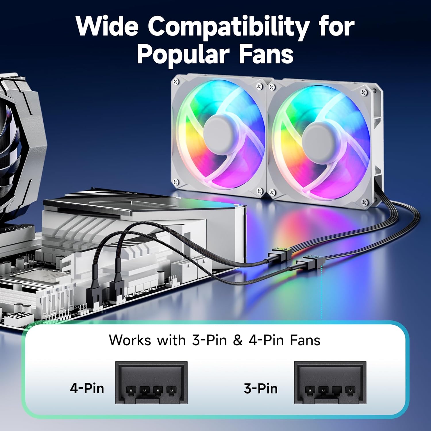4-Pack, PWM 4 Pin Fan Extension Cable - 12 inches, PC Fan Extension Cable - Image 4