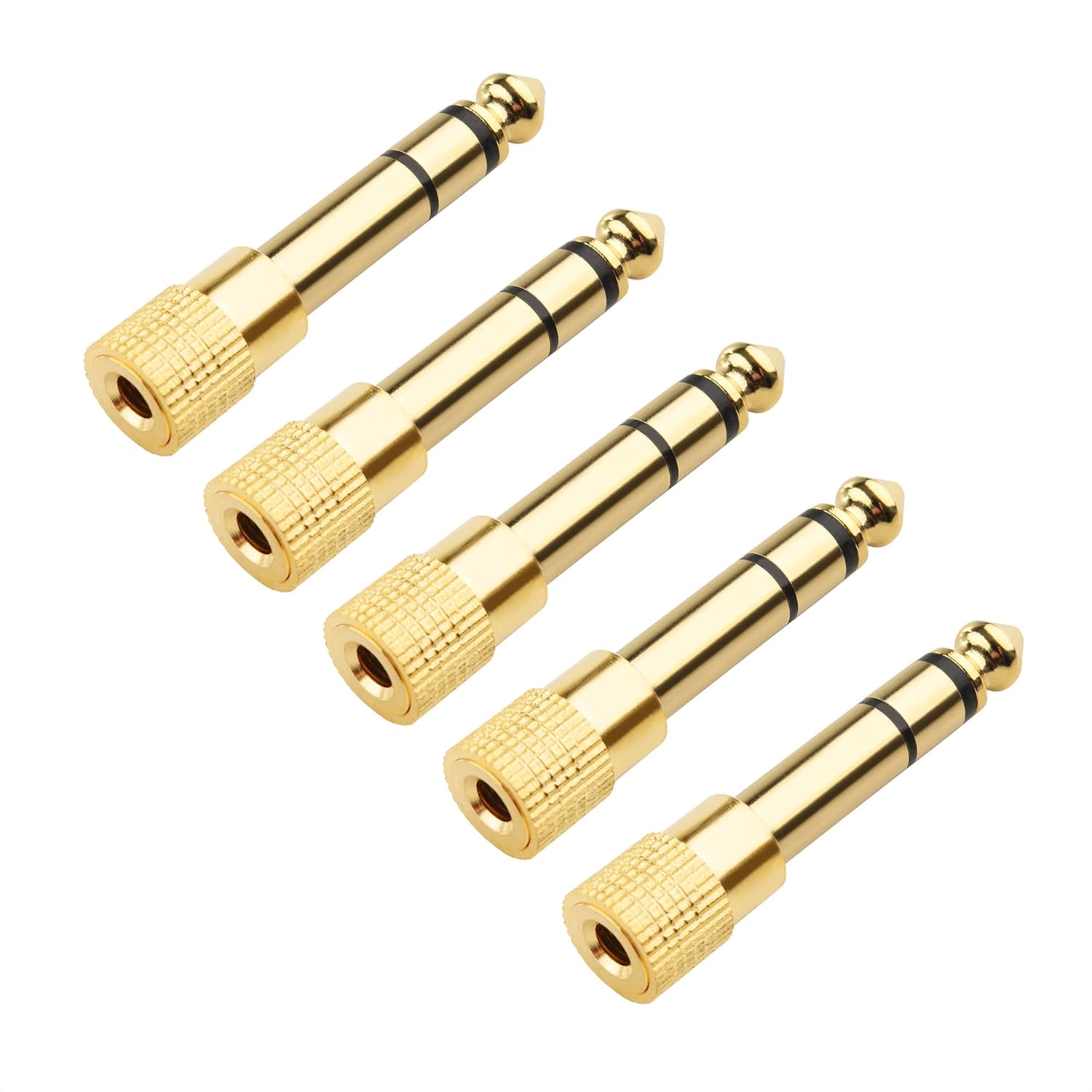 5-Pack 1/4 to 1/8 Headphone Adapter, 6.35mm to 3.5mm Adapter Male to Female, Gold Plated Stereo Headphone 3.5mm to 1/4 Converter - Image 1