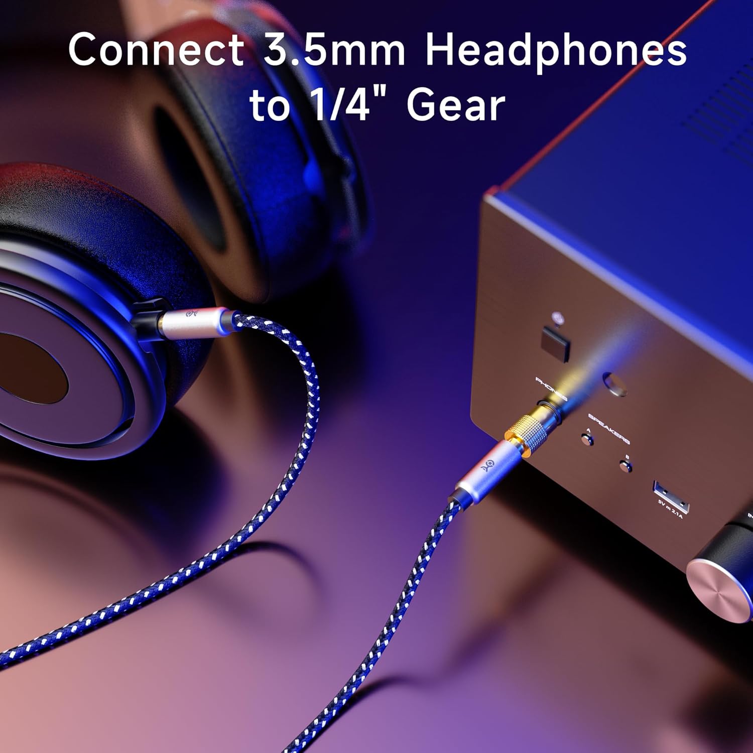 5-Pack 1/4 to 1/8 Headphone Adapter, 6.35mm to 3.5mm Adapter Male to Female, Gold Plated Stereo Headphone 3.5mm to 1/4 Converter - Image 4
