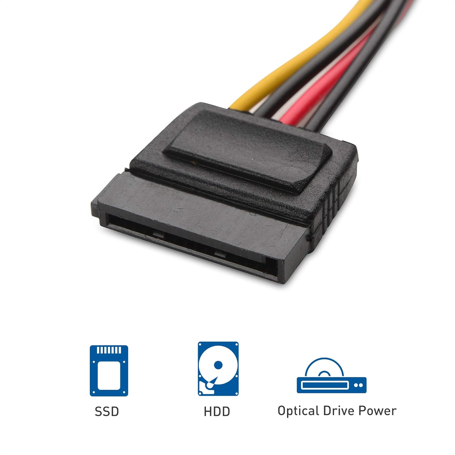3-Pack 4 Pin Molex to SATA Power Cable (SATA to Molex) - 6 Inches - Image 3