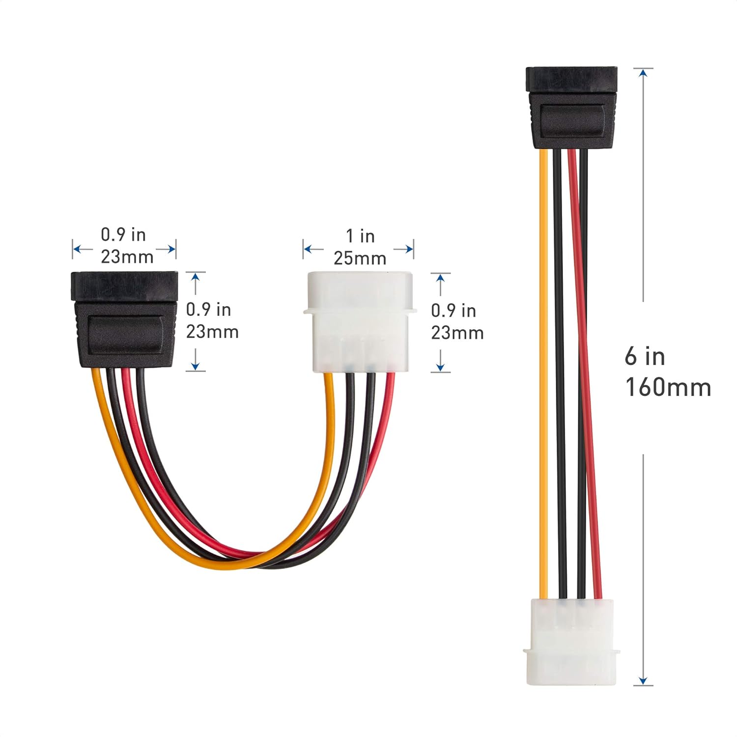 3-Pack 4 Pin Molex to SATA Power Cable (SATA to Molex) - 6 Inches - Image 5