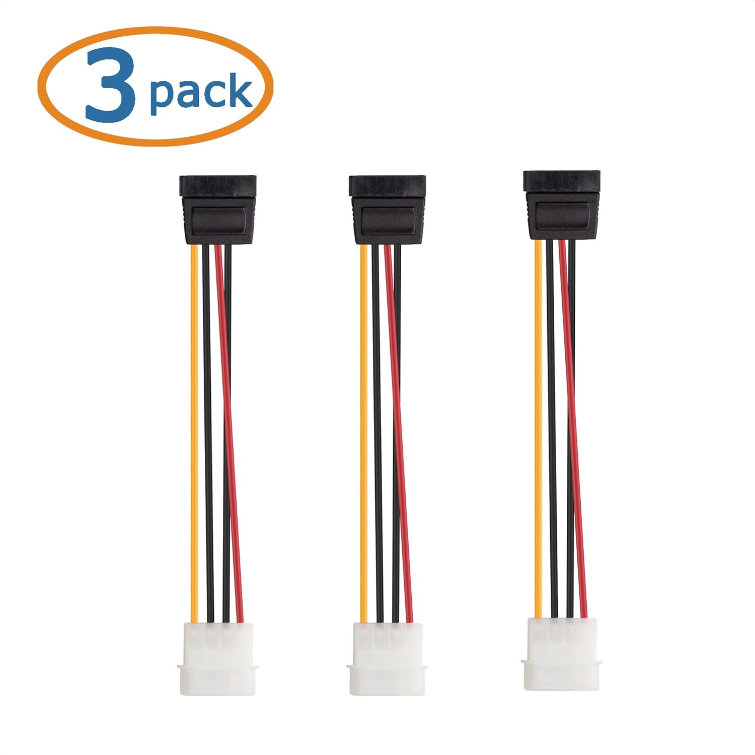 3-Pack 4 Pin Molex to SATA Power Cable (SATA to Molex) - 6 Inches - Image 6