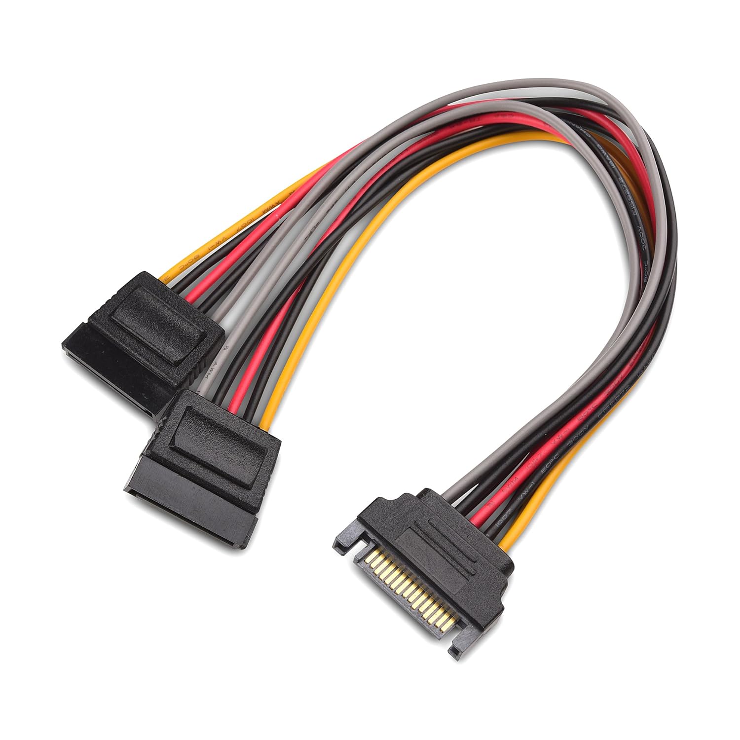 3-Pack 15 Pin SATA Power Splitter Cable - 8 Inches, SATA Power Y-Splitter Cable - Image 1