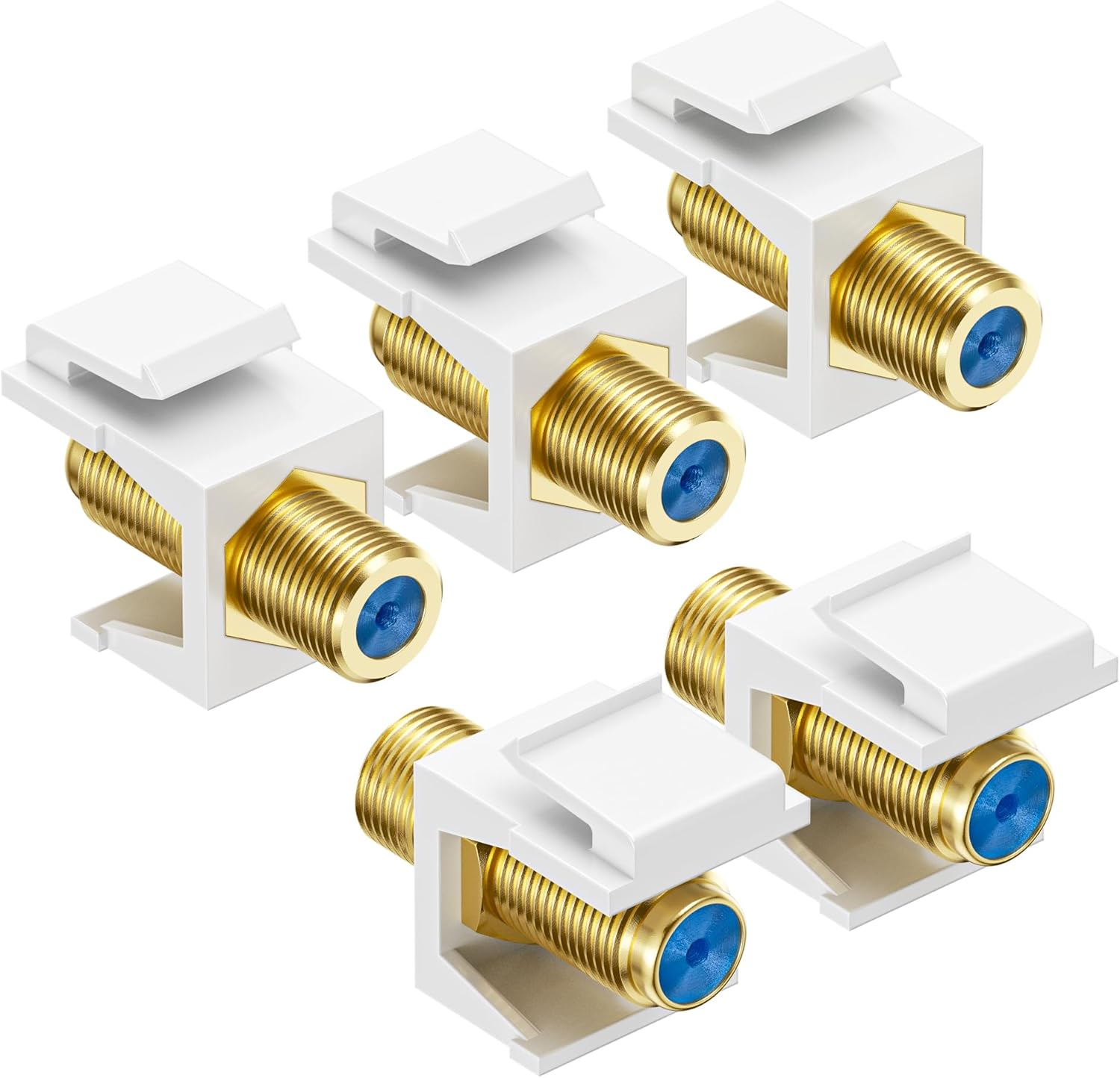 5-Pack RG6 Keystone Jack Insert, Coaxial Keystone Jack Insert Gender Changer - Image 1