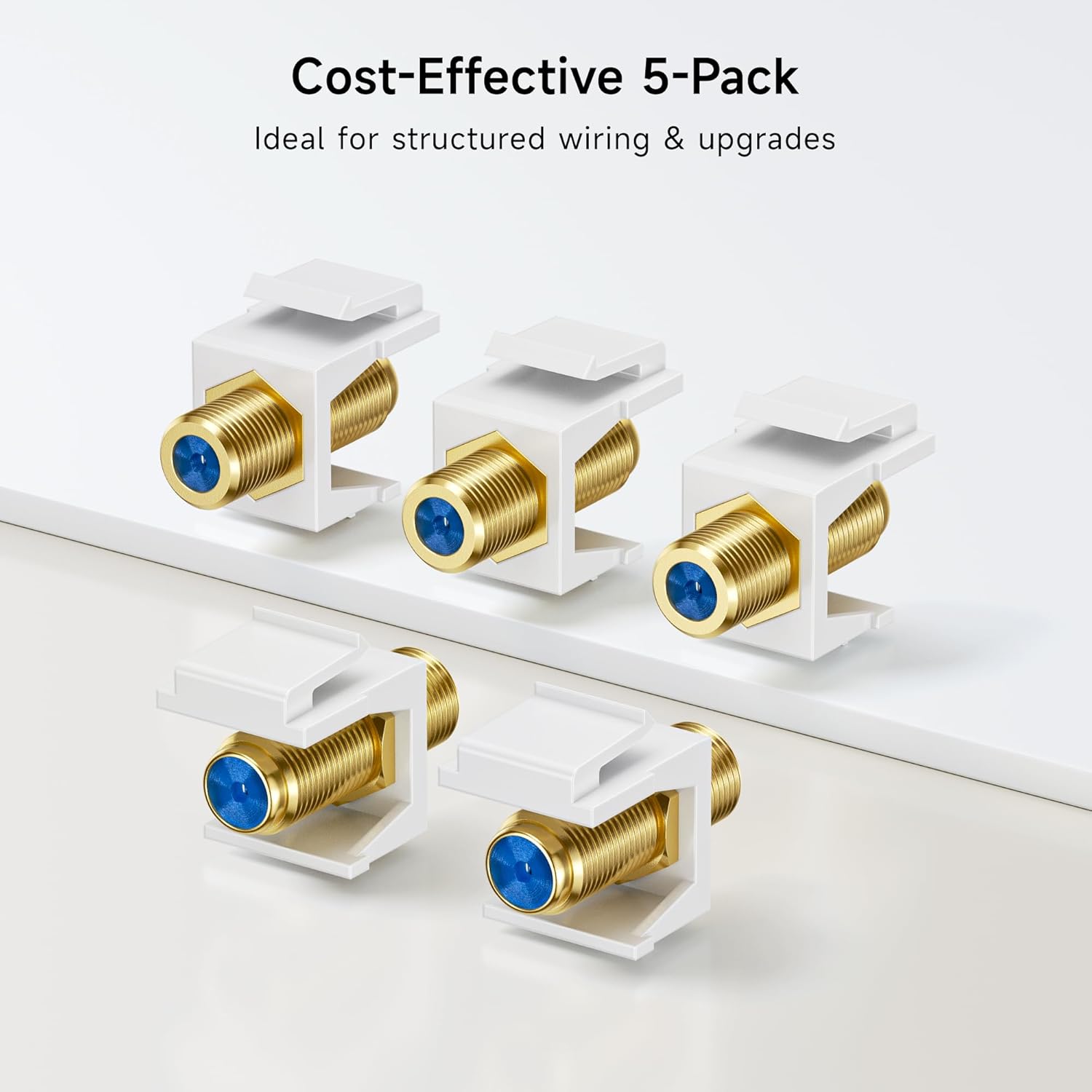 5-Pack RG6 Keystone Jack Insert, Coaxial Keystone Jack Insert Gender Changer - Image 6