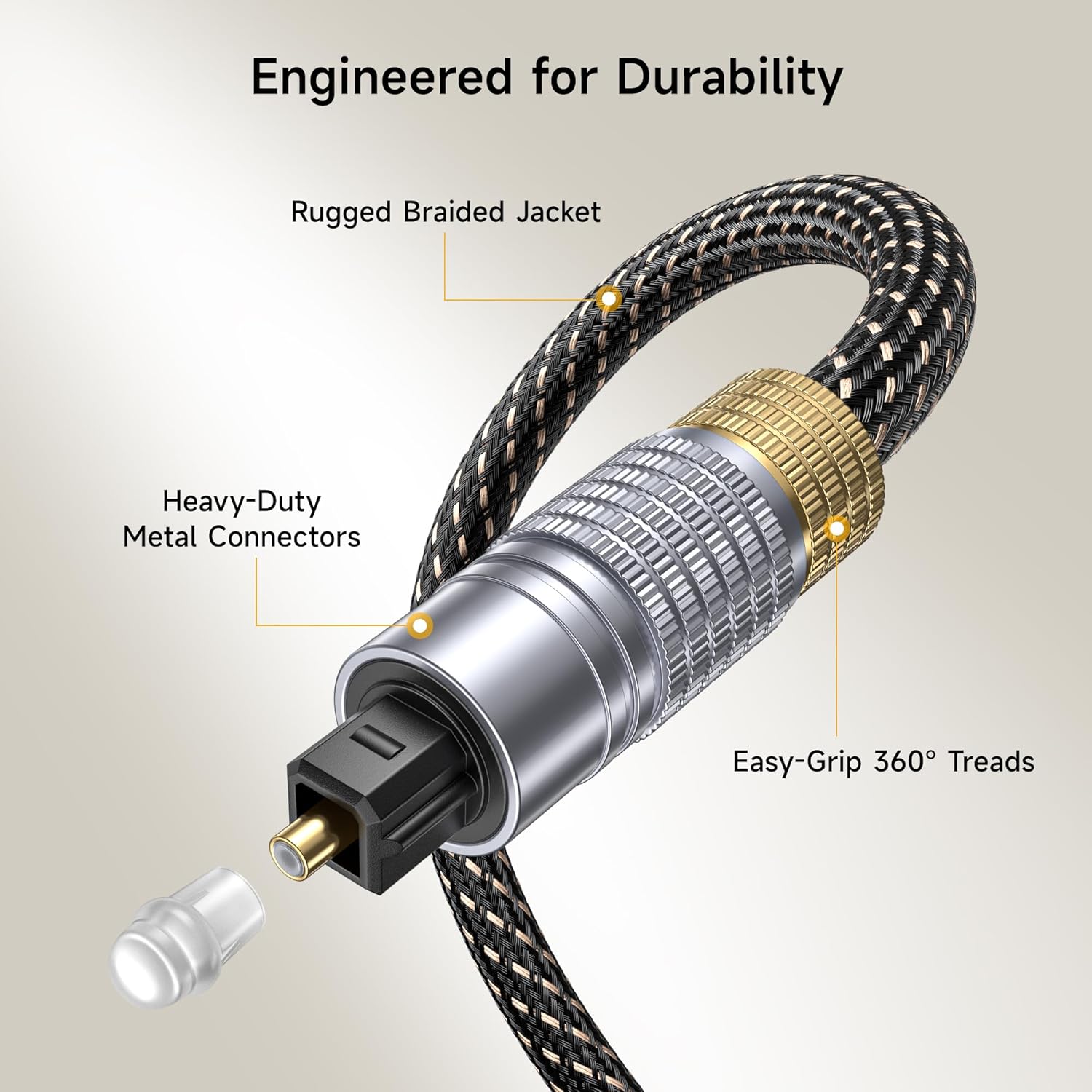 Premium Optical Audio Cable 6ft (Toslink Optical Cable for Soundbar, Digital S/PDIF Cord) - Ideal for Hi-Fi Audio with Samsung, Sonos, Sony, Bose Soundbars, 6 Feet - Image 5
