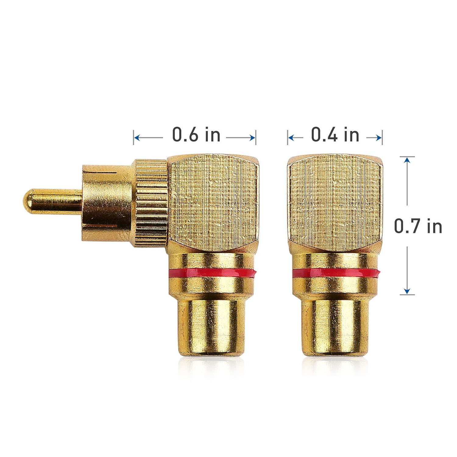 2-Pack Right Angle RCA Adapter, 90 Degree RCA Adapter - Image 6