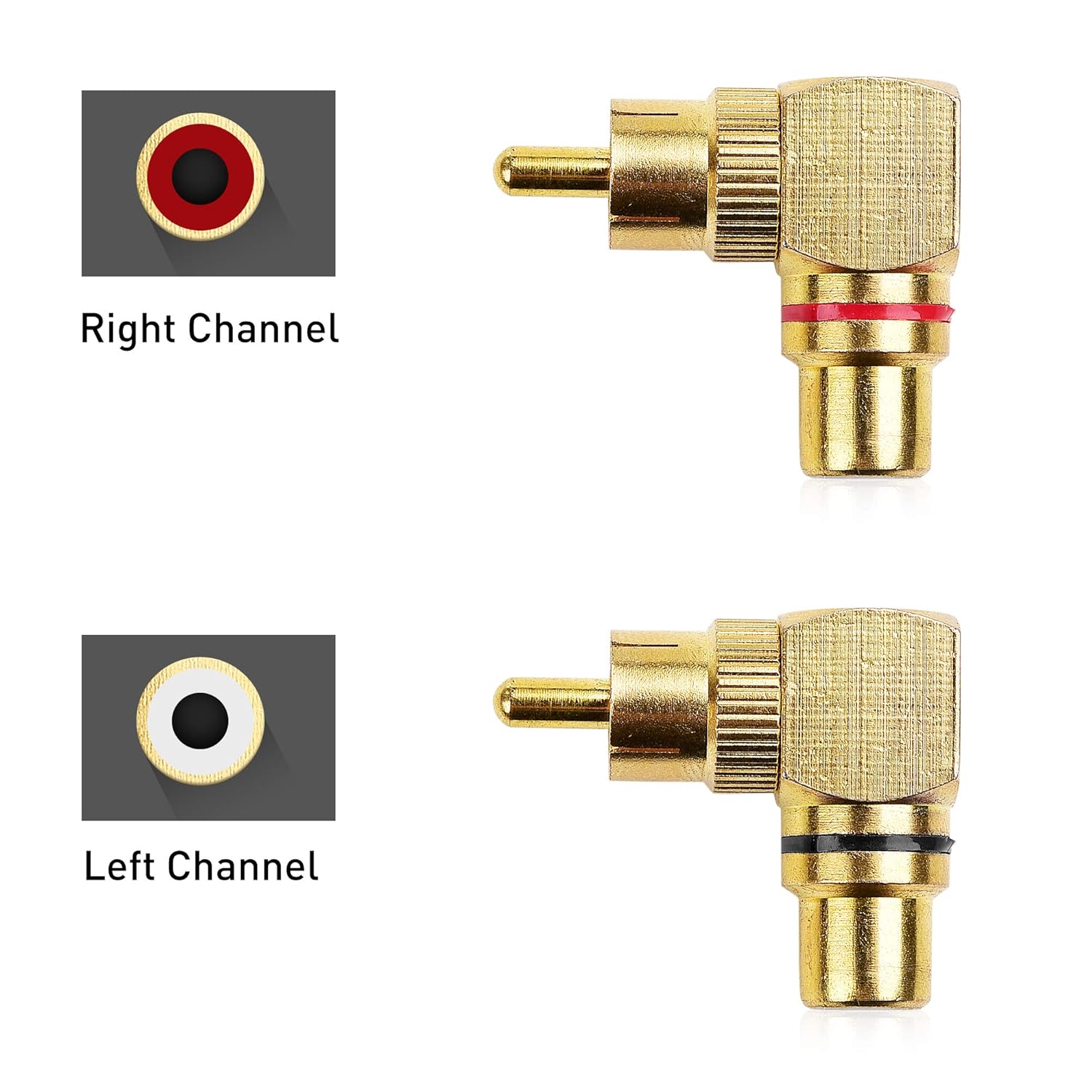 2-Pack Right Angle RCA Adapter, 90 Degree RCA Adapter - Image 7