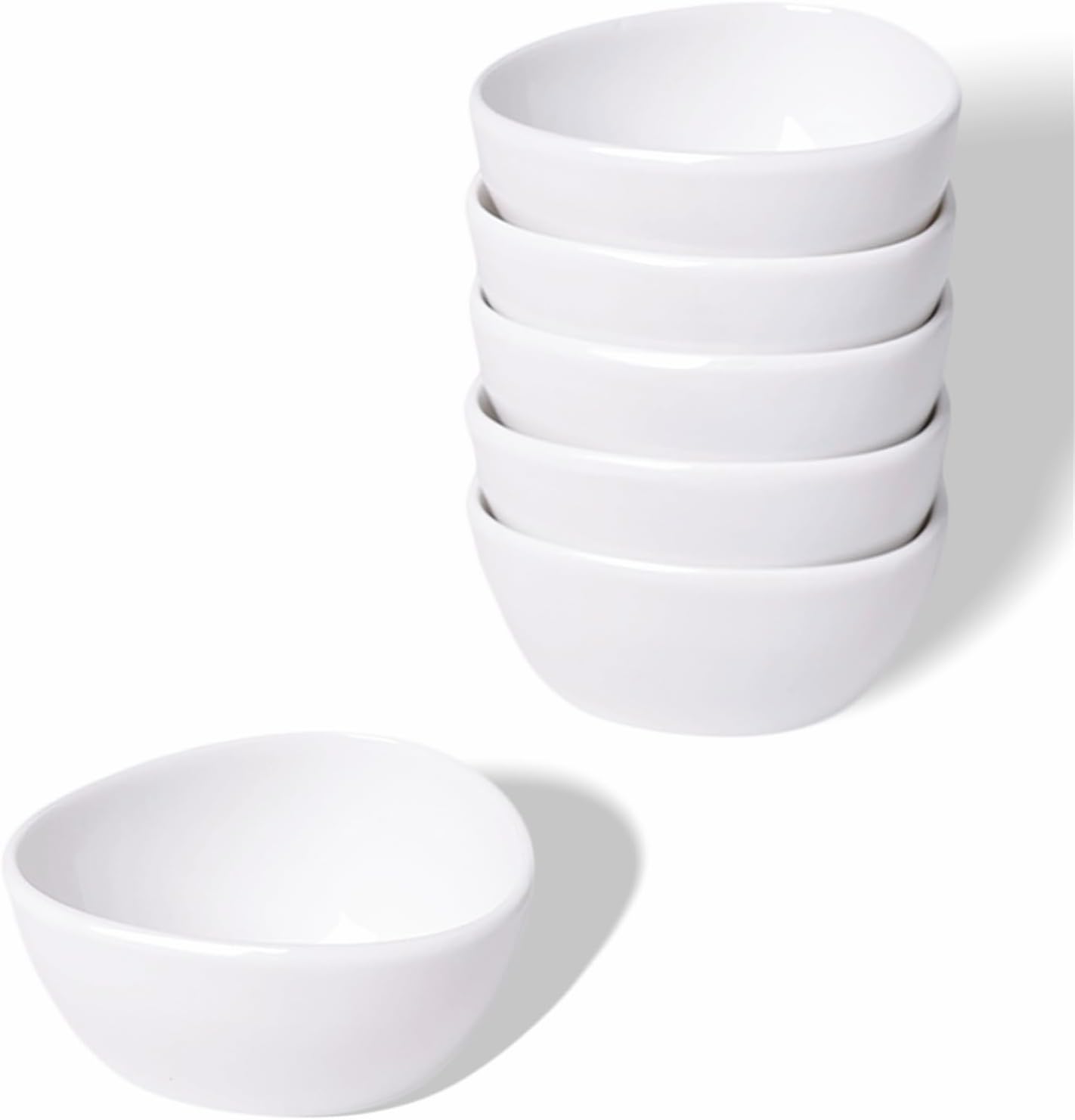 Mini Ceramic Ramekins Souffle Dishes 1.5 OZ, Small Dipping Bowls, Sauce Dip Bowls for Kitchen Serving Sauce Condiments, Oven & Microwave Safe, Set of 6, White - Image 1