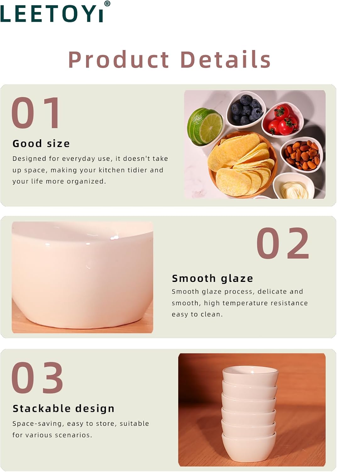 Mini Ceramic Ramekins Souffle Dishes 1.5 OZ, Small Dipping Bowls, Sauce Dip Bowls for Kitchen Serving Sauce Condiments, Oven & Microwave Safe, Set of 6, White - Image 6