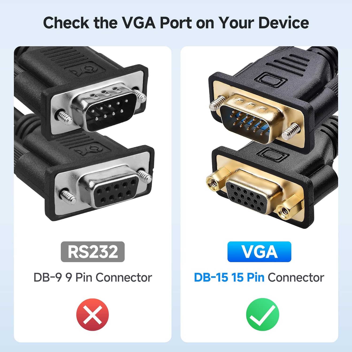 VGA Extension Cable (VGA Cable Male to Female) - 6 Feet, Not Dual Male Cord, Not for DB9/Serial Use - Image 4