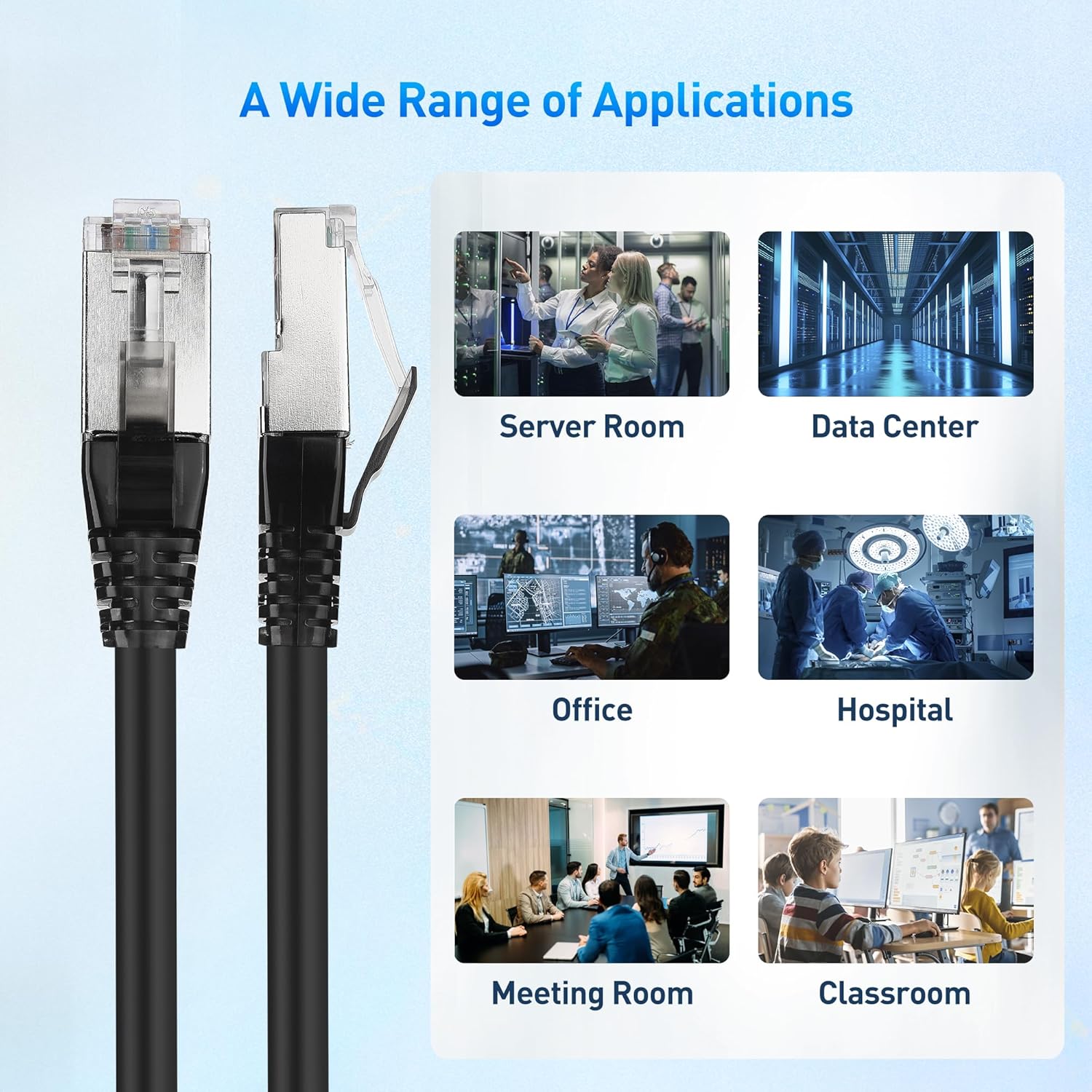 [Cat8 Certified] 2-Pack 40Gbps Shielded Cat 8 Ethernet Cable - 5ft, 2000Mhz Category 8 Ethernet Cord, Cat8 Cable for Gaming, Black - Image 7