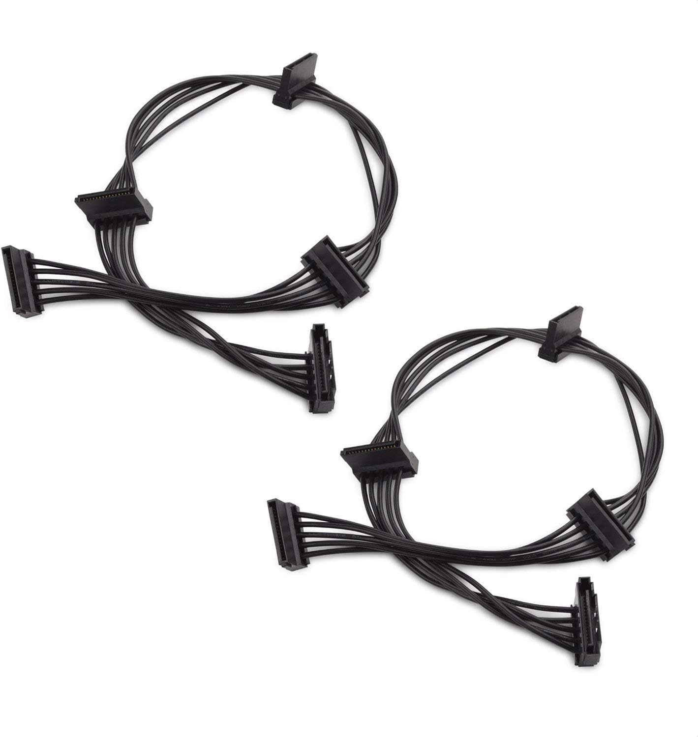 2-Pack 15 Pin SATA to 4 SATA Power Splitter Cable - 18 Inches - Image 1