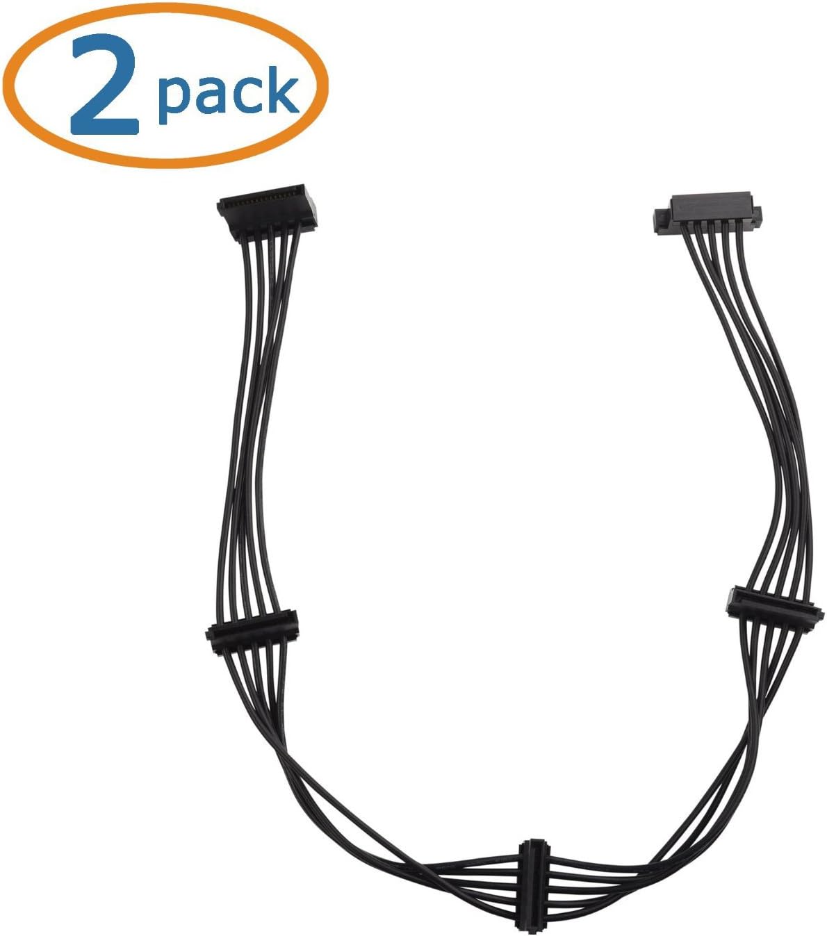2-Pack 15 Pin SATA to 4 SATA Power Splitter Cable - 18 Inches - Image 2
