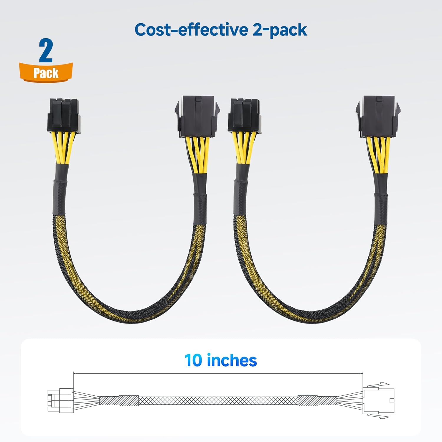 2-Pack 8 Pin EPS CPU Extension Cable - 10 Inches, 8-Pin ATX/CPU Power Cable Male to Female - Image 6
