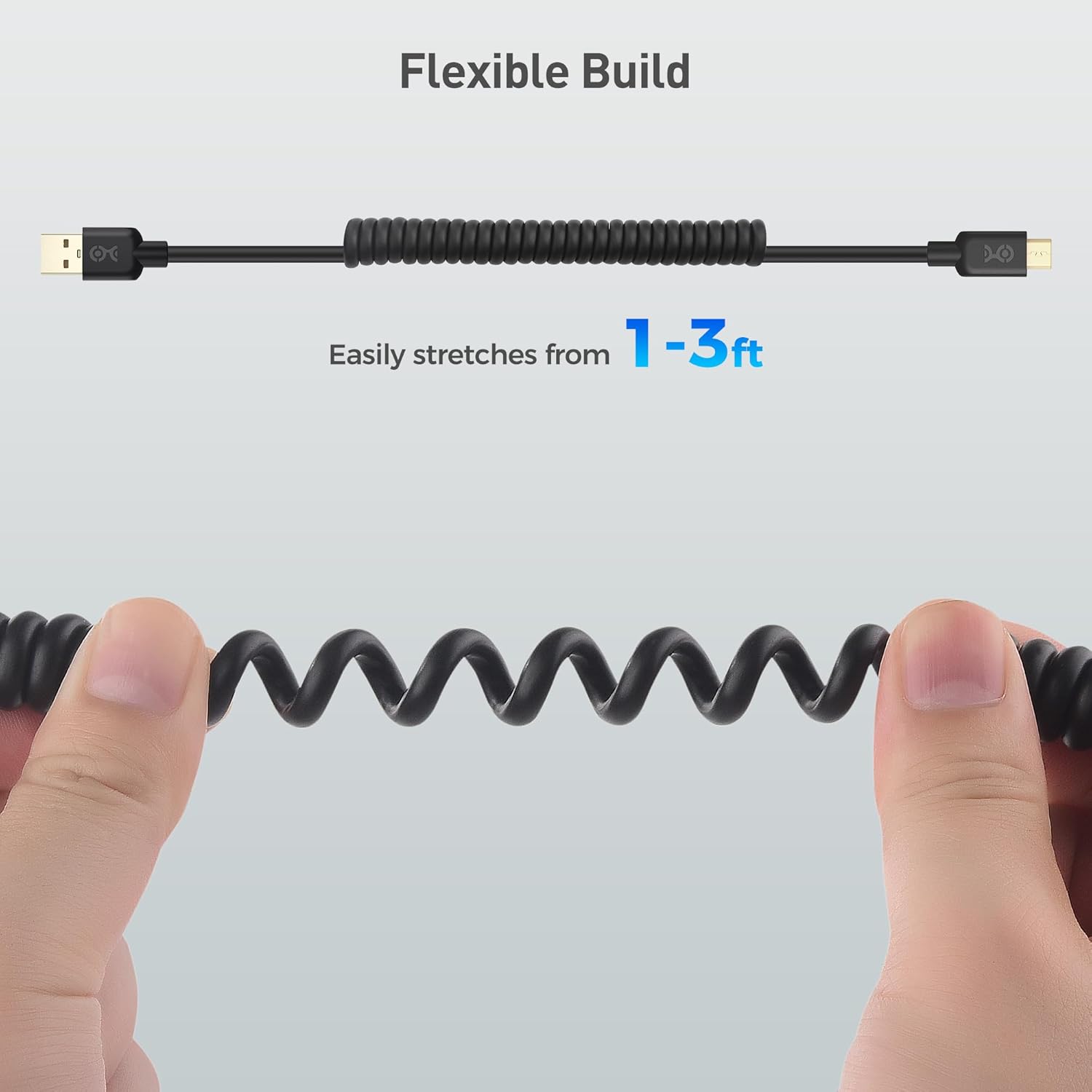 2-Pack Coiled Micro USB Cable (Coiled Micro USB to USB2.0) 2-4 Feet - Image 4