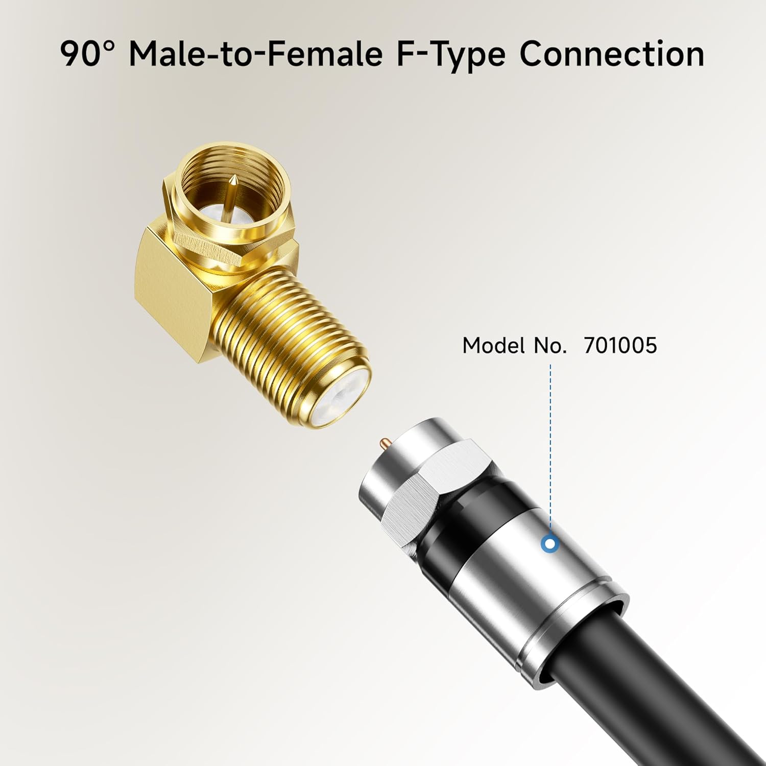 3-Pack Gold-Plated F-Type Right Angle RG6 Coaxial Adapter (90 Degree Coaxial Connector, Male to Female Coax Cable Connector) - Image 6