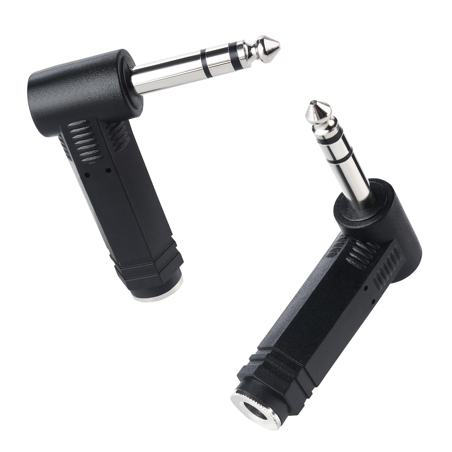 2-Pack 1/4 Right Angle TRS Adapter - 6.35mm Right Angle Adapter, 1/4 TRS Audio Connector for Professional Audio Equipment - Image 1