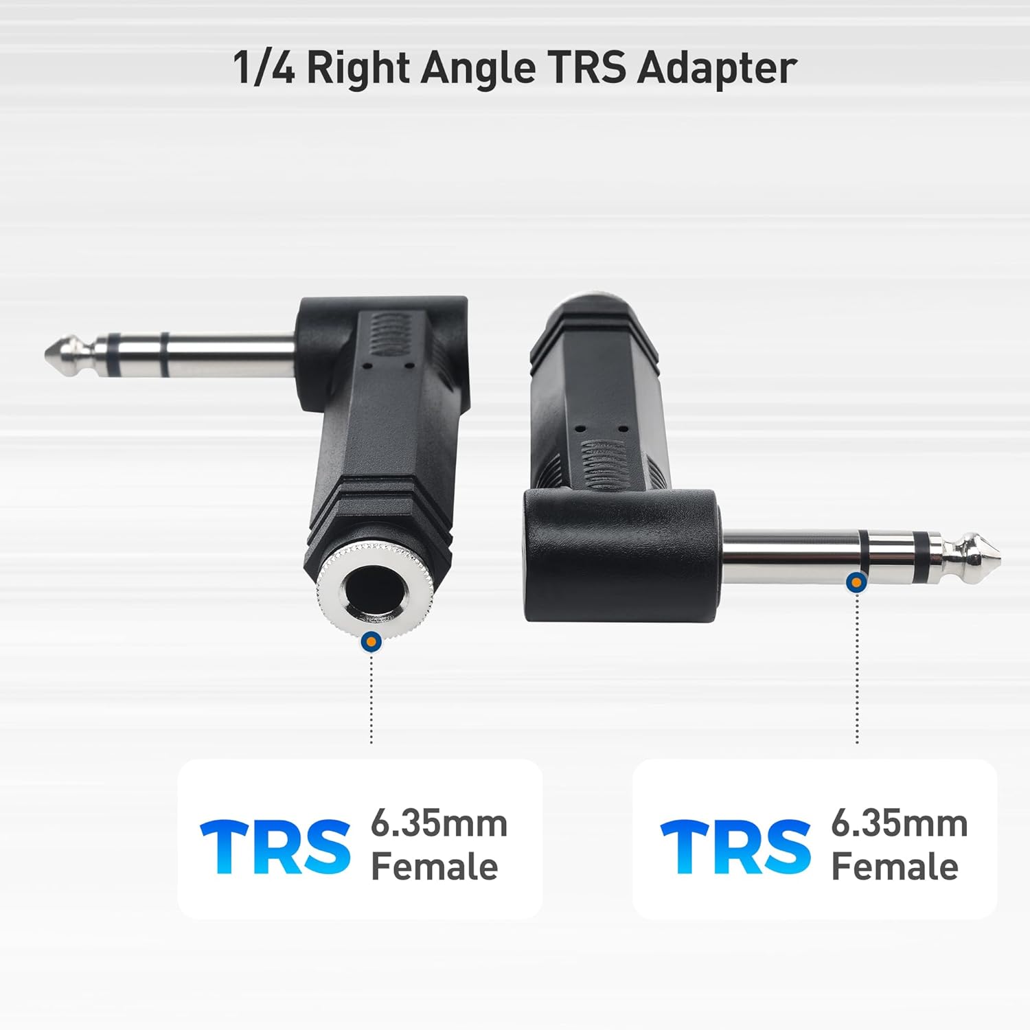 2-Pack 1/4 Right Angle TRS Adapter - 6.35mm Right Angle Adapter, 1/4 TRS Audio Connector for Professional Audio Equipment - Image 2