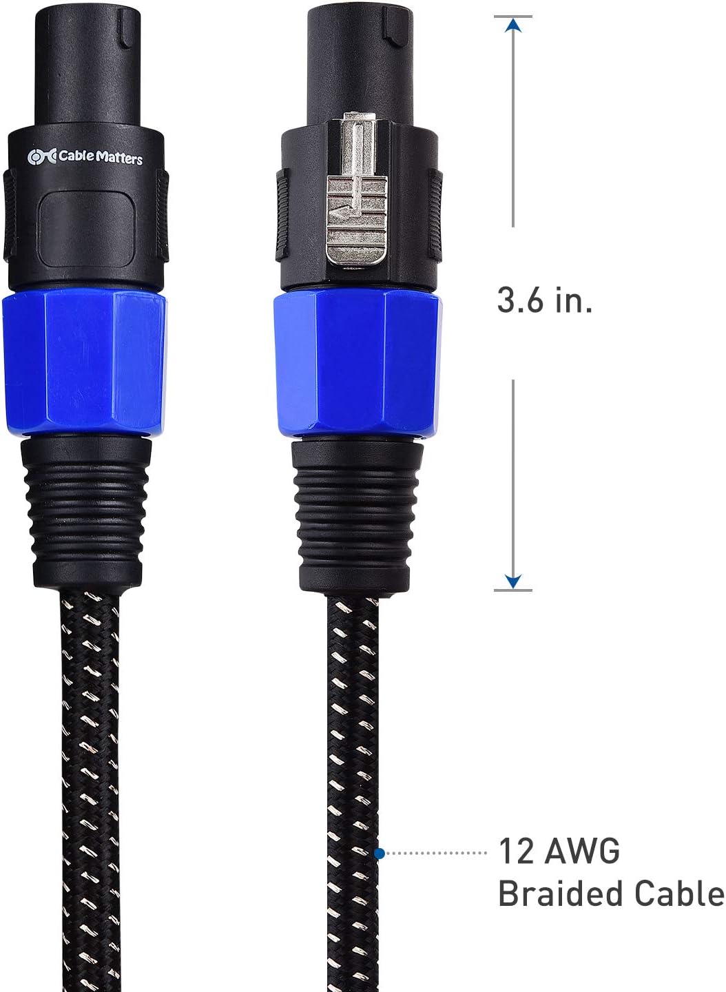 Premium Braided 12AWG Speaker Cable 3 ft Compatible with Speakon NL4FC Port - Image 6