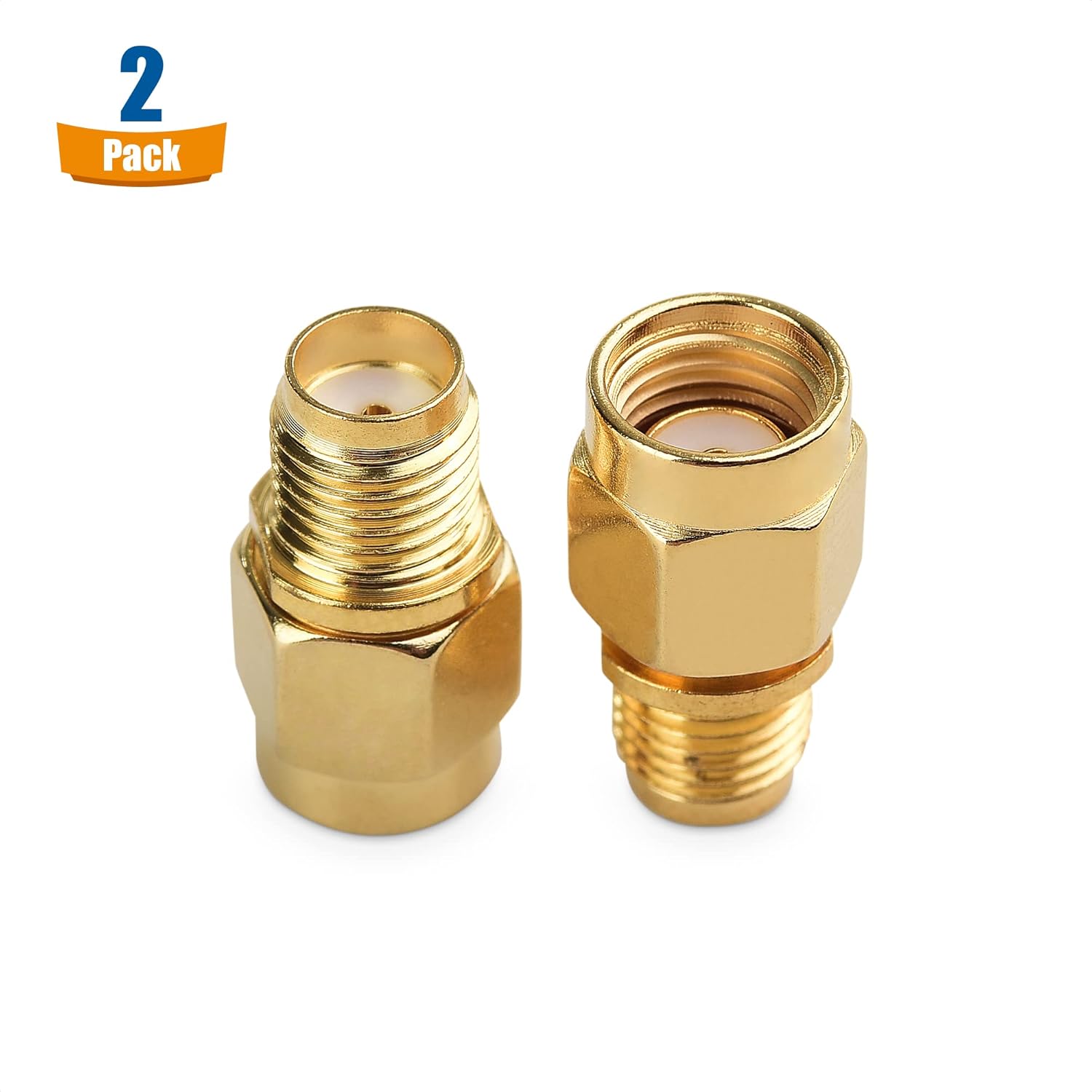 2-Pack SMA Female to RPSMA Male Adapter (SMA Male to Female Reverse Polarity Gender Changer Adapter) - Image 2