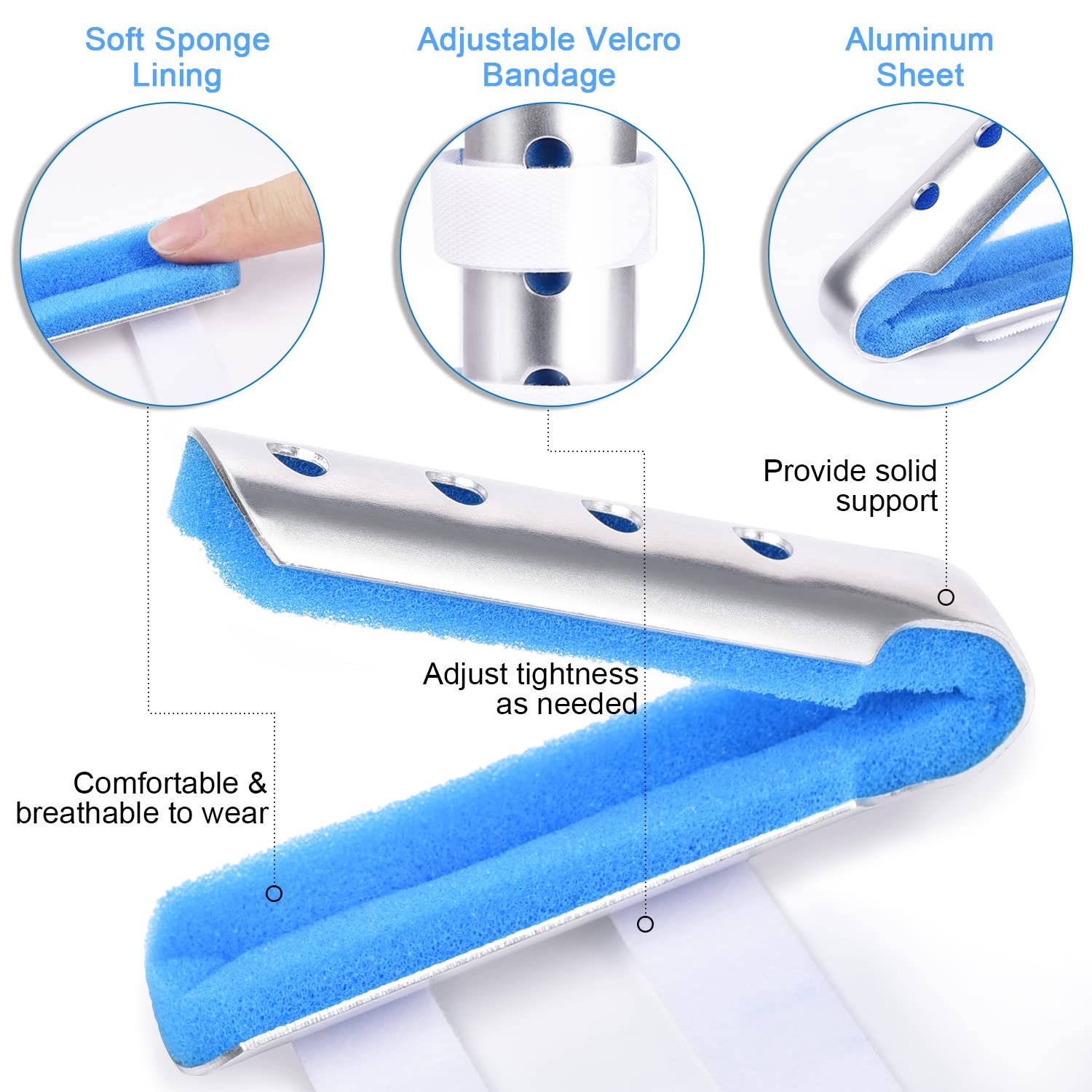 Finger Splint, 3PCS Finger Support Brace Stabilizer for Straightening Arthritis Knuckle Immobilization, Blue - Image 5