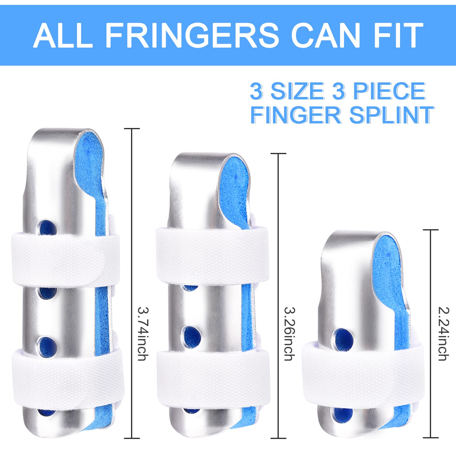Finger Splint, 3PCS Finger Support Brace Stabilizer for Straightening Arthritis Knuckle Immobilization, Blue - Image 6