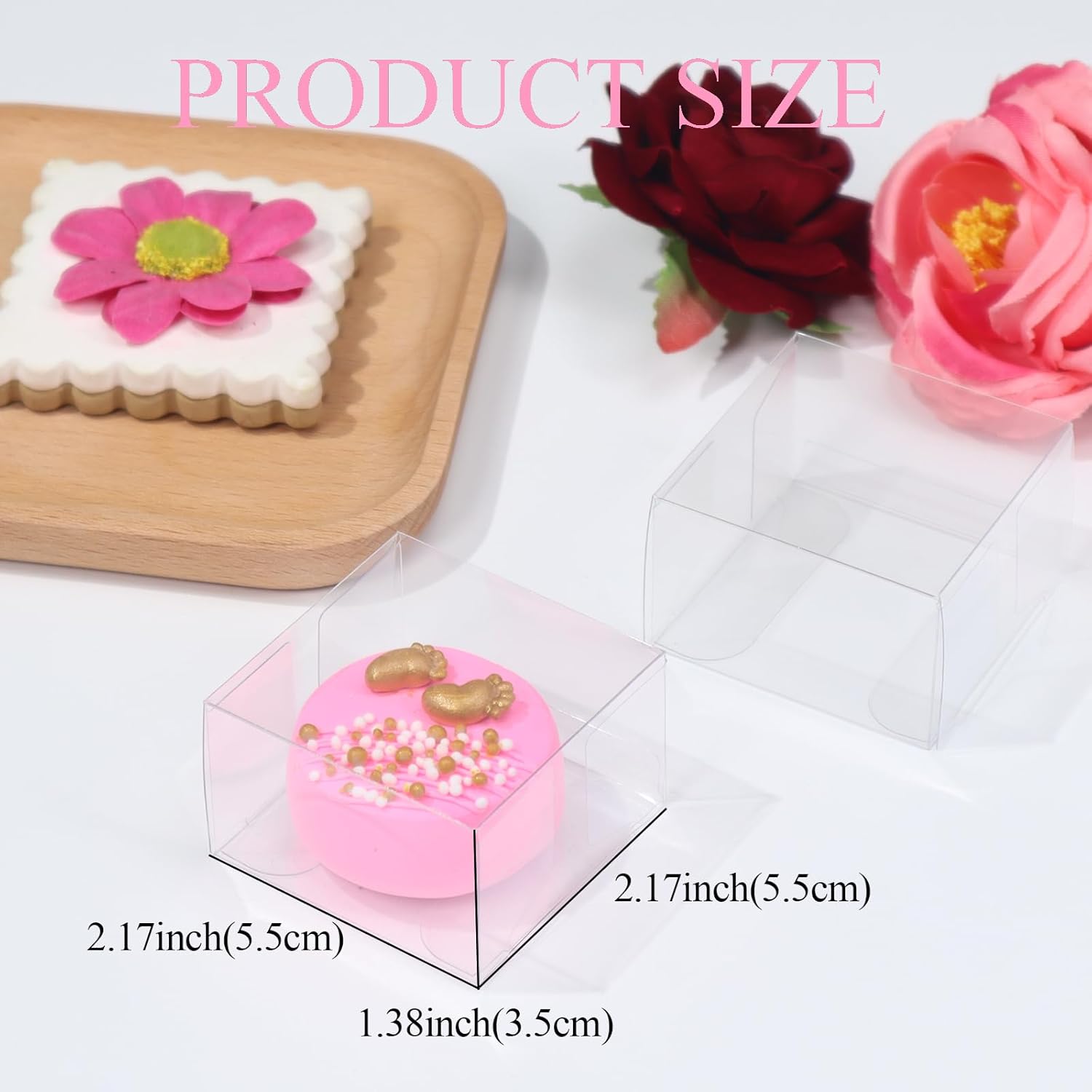 50Pcs 2.17x2.17x1.38 Inch Single Boxes for Chocolate Covered Ore, Macaron, Brownie, Treat, Candy, Small Gifts - Wedding, Bridal Shower, Birthday Party Favors - Image 2