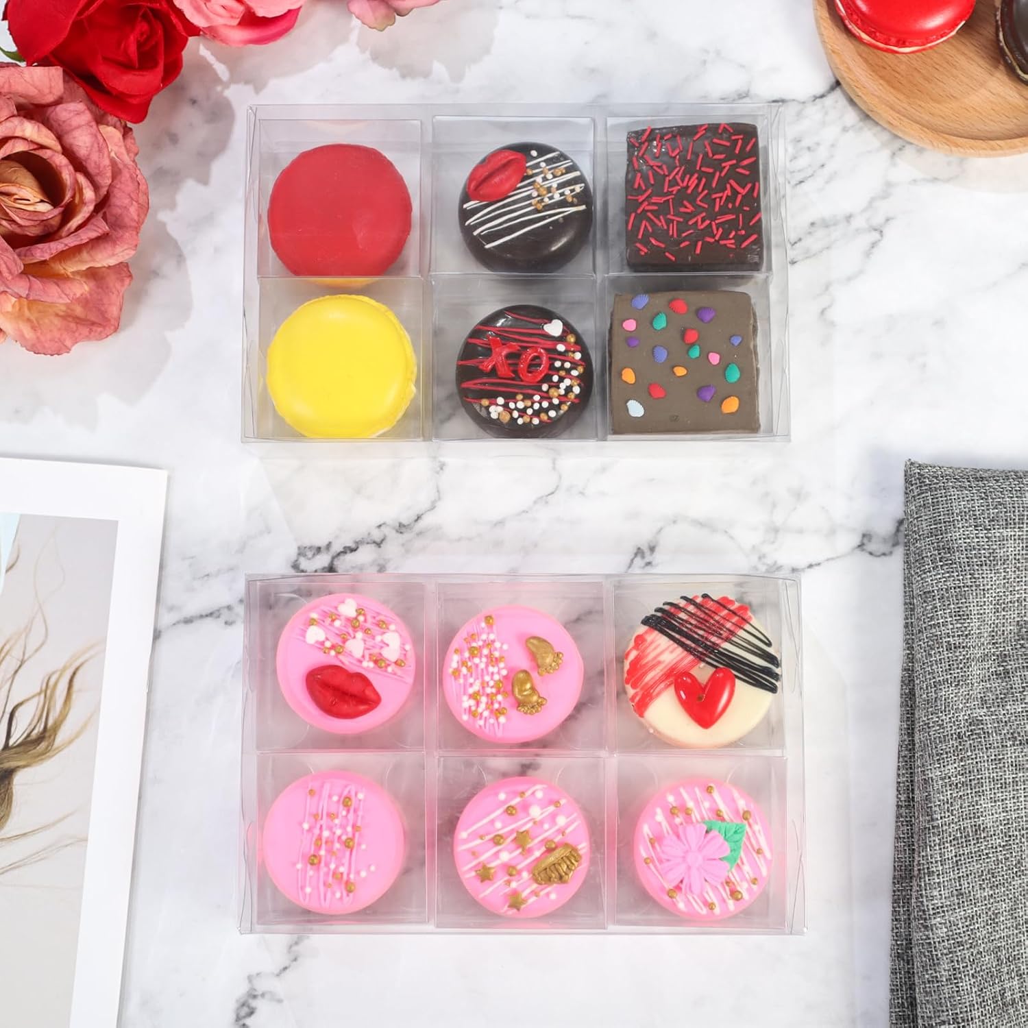 50Pcs 2.17x2.17x1.38 Inch Single Boxes for Chocolate Covered Ore, Macaron, Brownie, Treat, Candy, Small Gifts - Wedding, Bridal Shower, Birthday Party Favors - Image 5