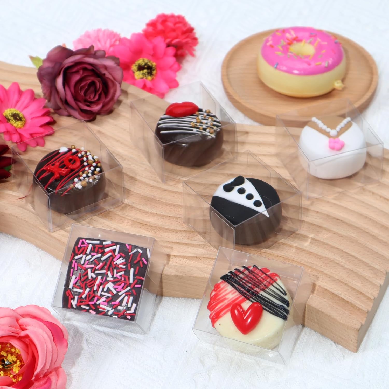 50Pcs 2.17x2.17x1.38 Inch Single Boxes for Chocolate Covered Ore, Macaron, Brownie, Treat, Candy, Small Gifts - Wedding, Bridal Shower, Birthday Party Favors - Image 6