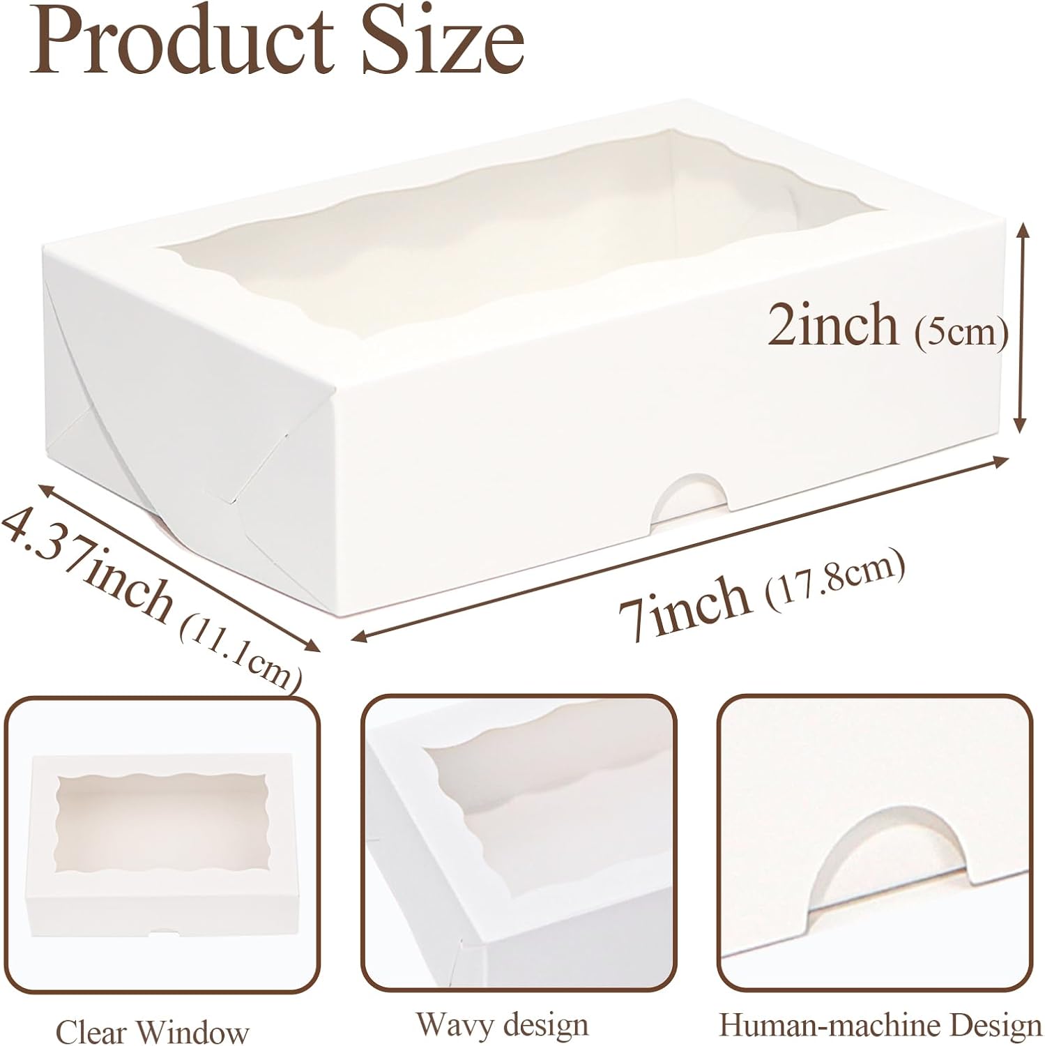 20pcs 7x4.3x2 Inch White Bakery Treat Boxes with Window - Christmas Valentine's Cookie, Chocolate Truffle, Strawberries & Cakesickle Gift Boxes - Image 4
