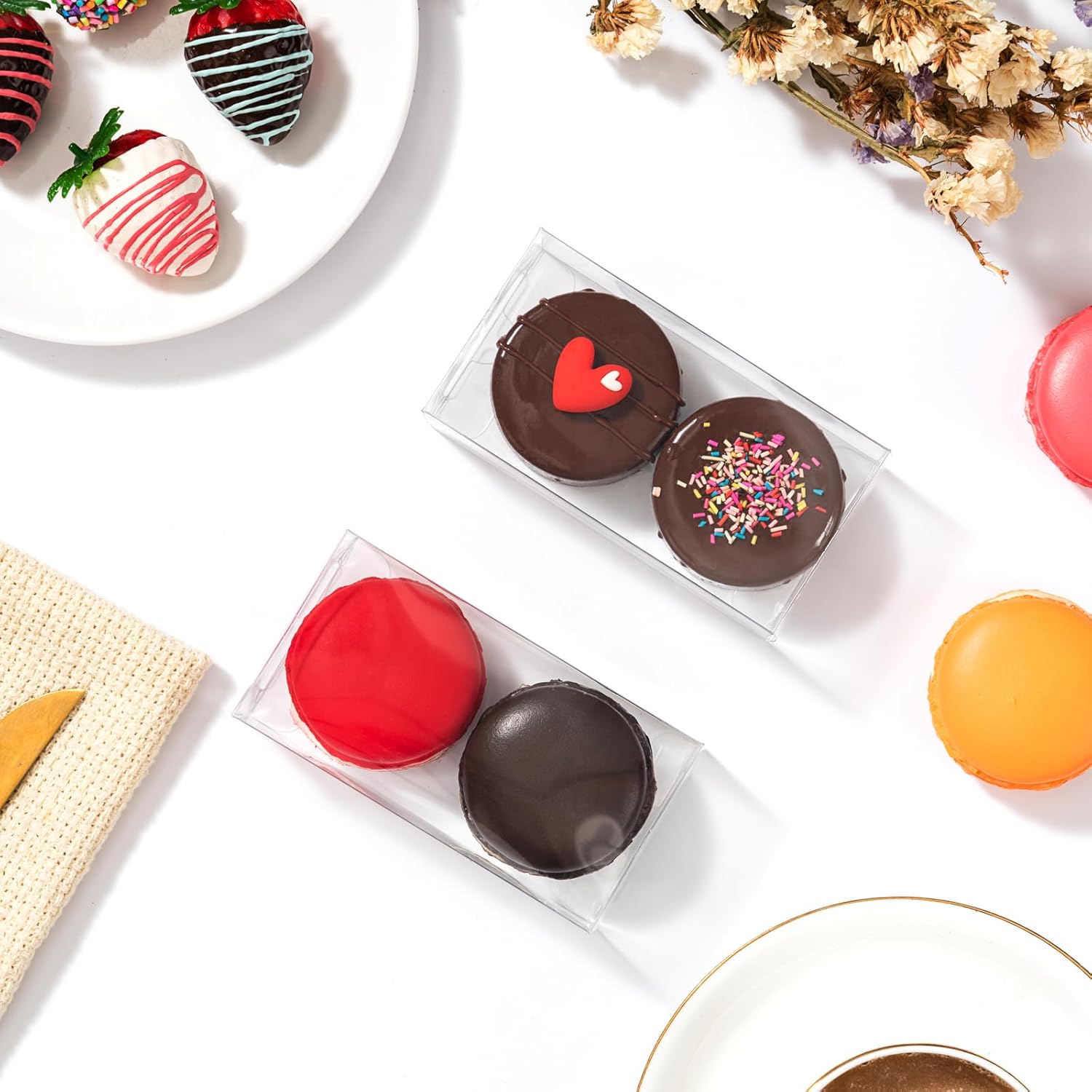 4.17x2.16x1.37Inch Chocolate Covered Orec Boxes Macaron for 2 Mini Treat Chocolate Truffle - Image 2