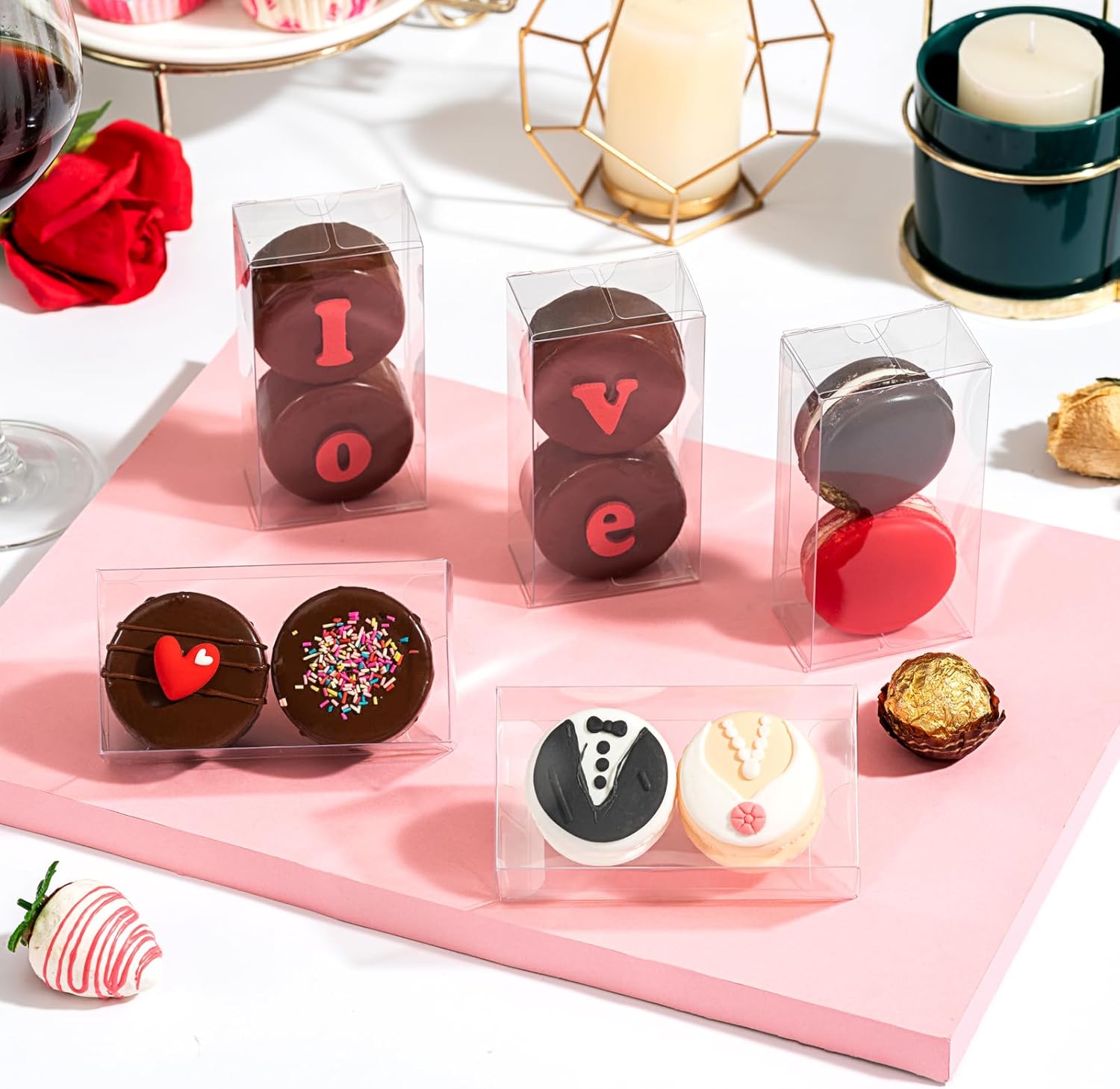 4.17x2.16x1.37Inch Chocolate Covered Orec Boxes Macaron for 2 Mini Treat Chocolate Truffle - Image 3