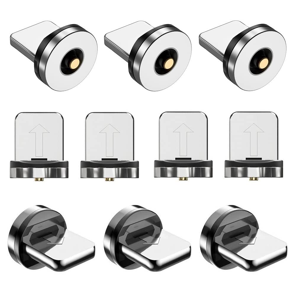 Magnetic Charging Tips lPhone 10pcs,1Pin 360° Rotate Connector Adapters for iOS-Lightlng Ports Series,Just Plugs to Charging/Water-dustproof/antioxidant Without Cord&Non-Data - Image 1