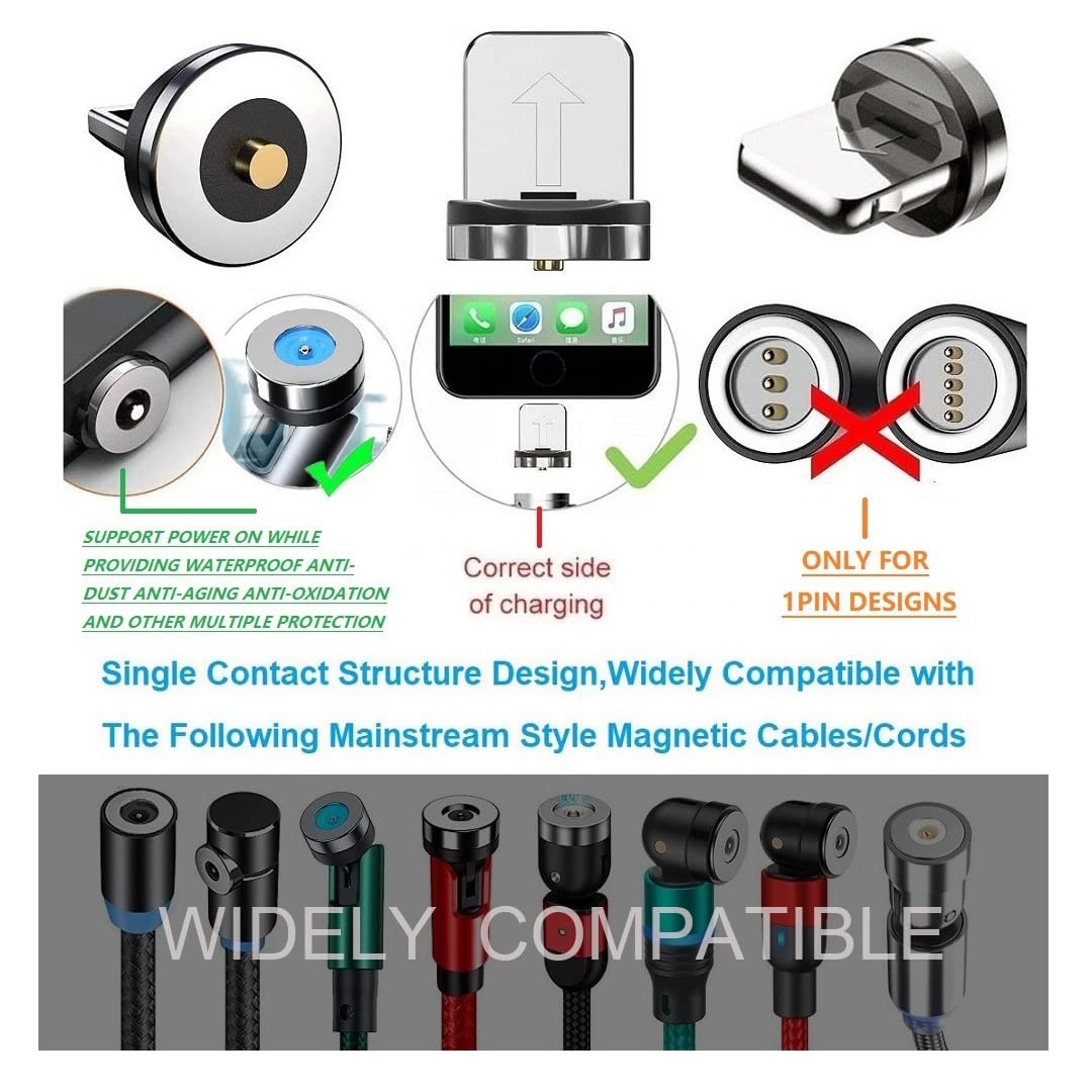 Magnetic Charging Tips lPhone 10pcs,1Pin 360° Rotate Connector Adapters for iOS-Lightlng Ports Series,Just Plugs to Charging/Water-dustproof/antioxidant Without Cord&Non-Data - Image 4
