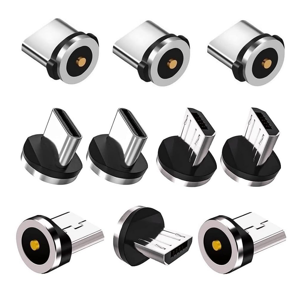 2in1 10pcs Magnetic Charging Tips, 360 Rotate Tips for USB-C/Micro Ports, Water-dustproof, No Cord, Non-Data - Image 1
