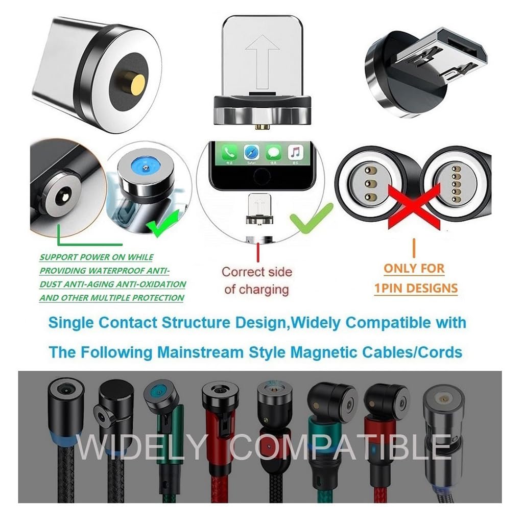 2in1 10pcs Magnetic Charging Tips, 360 Rotate Tips for USB-C/Micro Ports, Water-dustproof, No Cord, Non-Data - Image 3